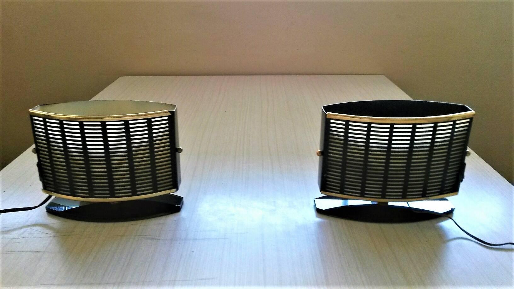 Lacquered Pair of French Mid-Century Modern Table Side Lamps, 1950s