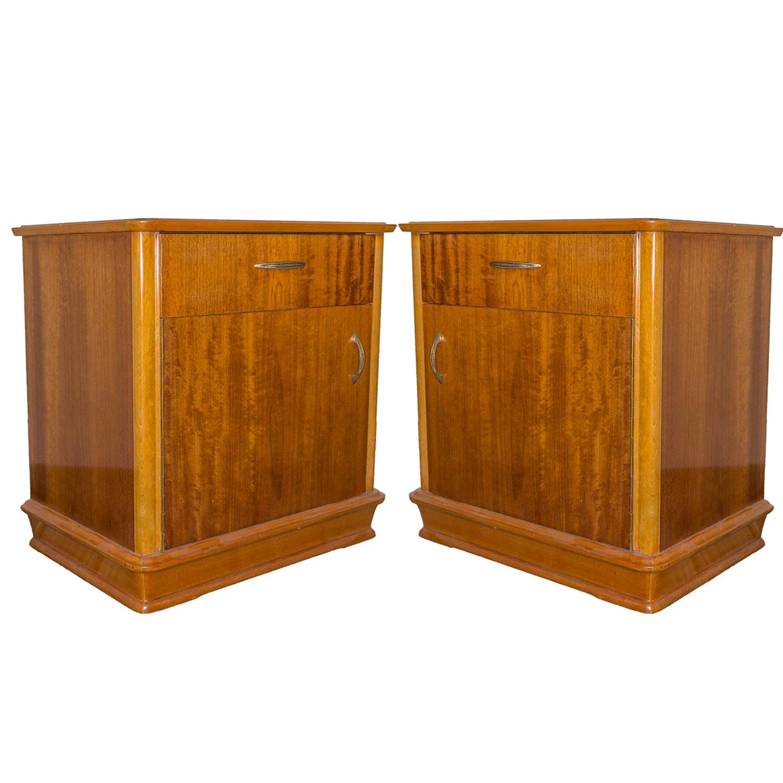 Pair of French Midcentury Nightstands For Sale