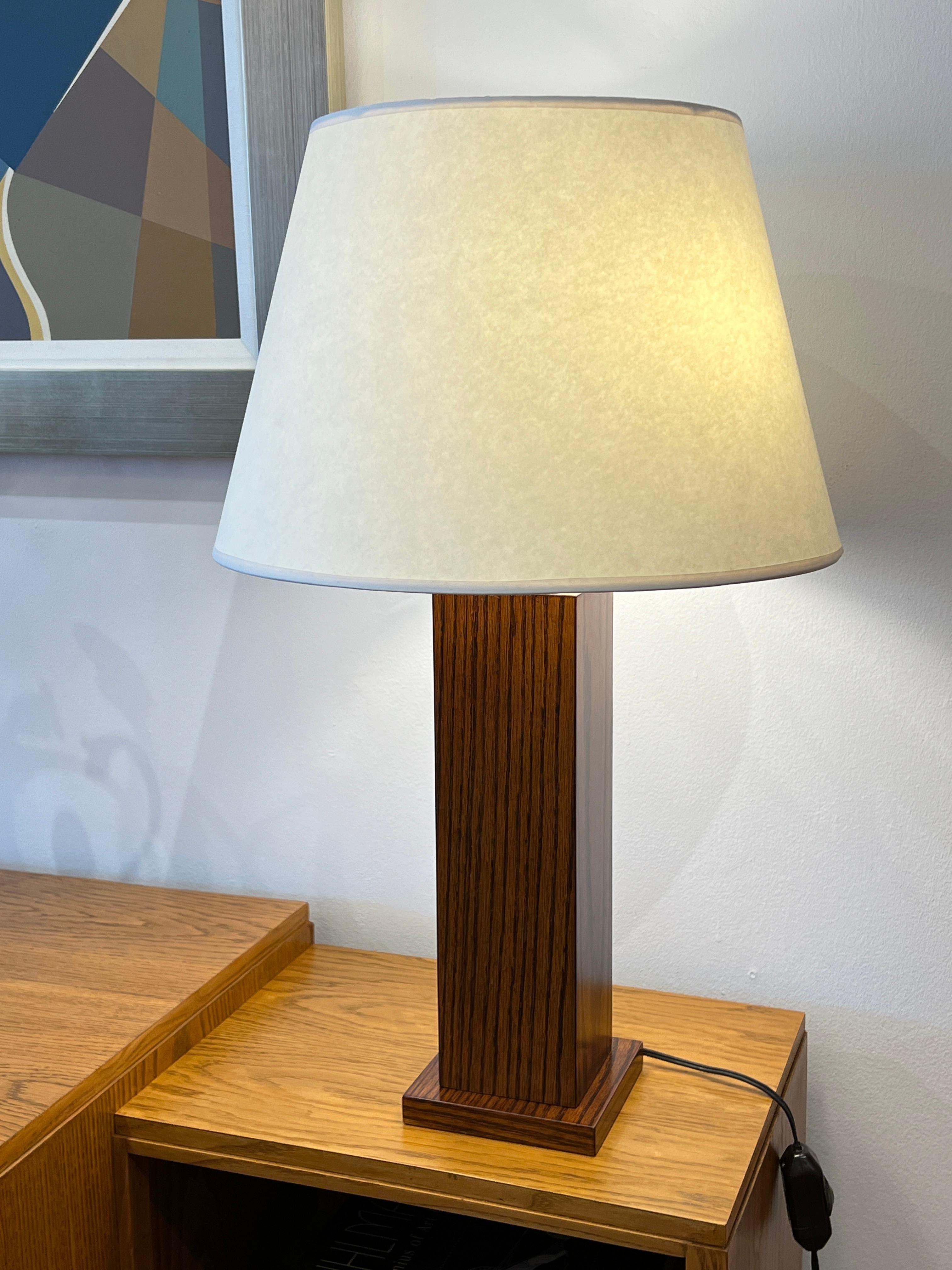 20th Century Pair of  French Mid-Century Oak Table Lamps For Sale