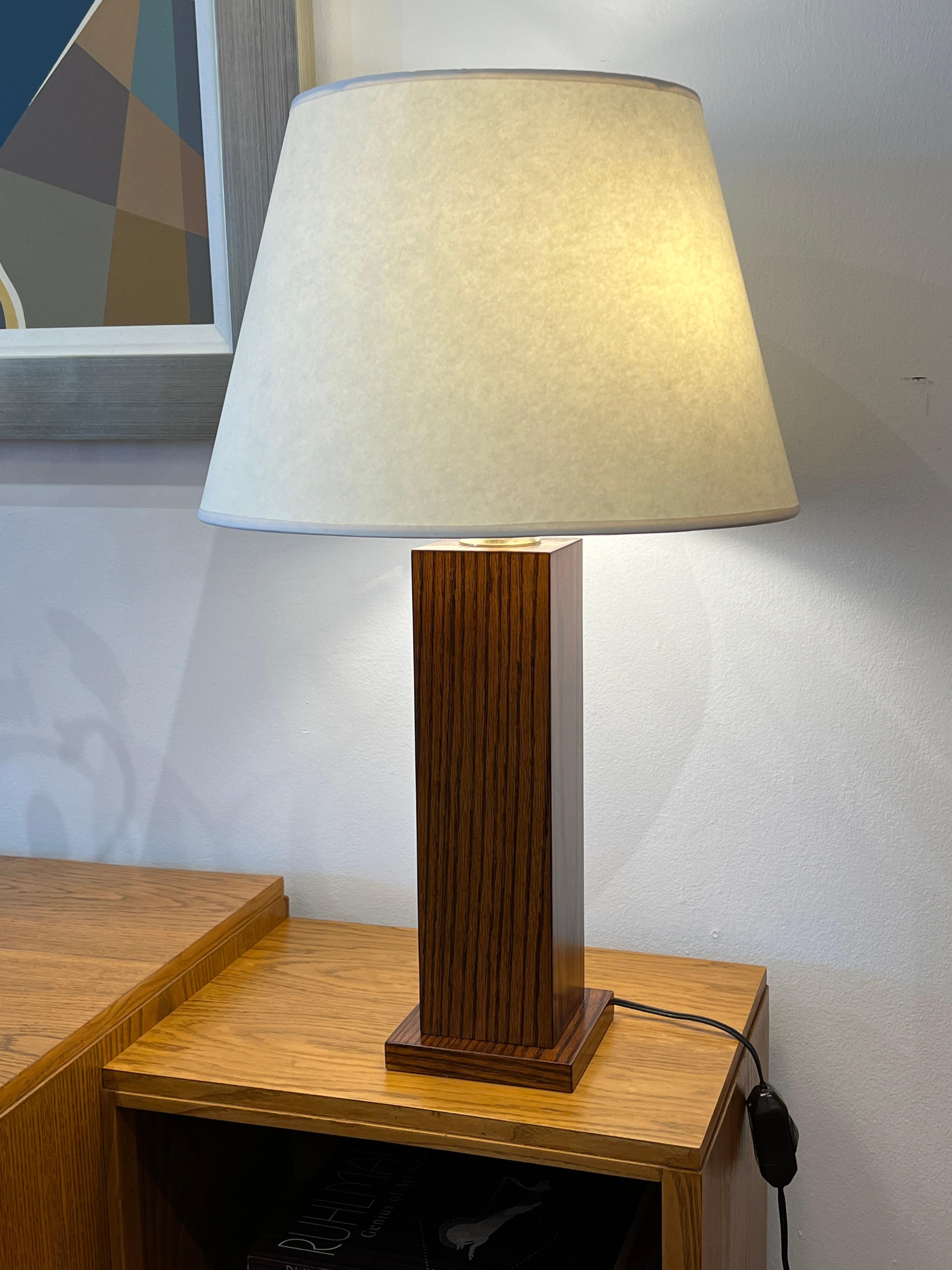 Pair of  French Mid-Century Oak Table Lamps For Sale 1