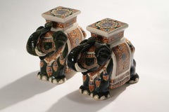 Pair of French Midcentury Porcelain Elephant Decoration, 1970s