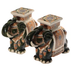 Pair of French Midcentury Porcelain Elephant Decoration, 1970s