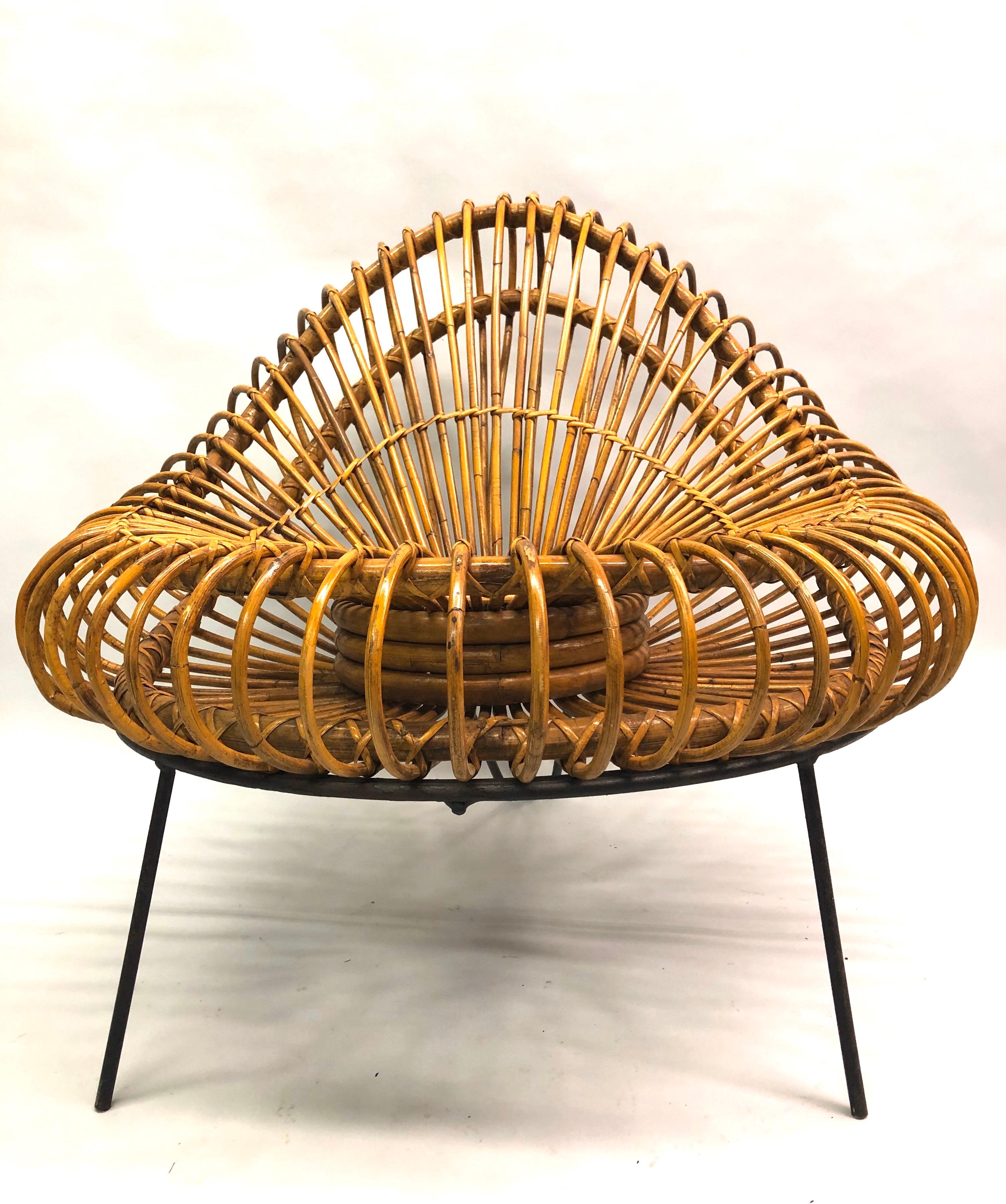 Pair of French Mid-century Rattan Lounge Chairs by Janine Abraham & Dirk Jan Roi 3