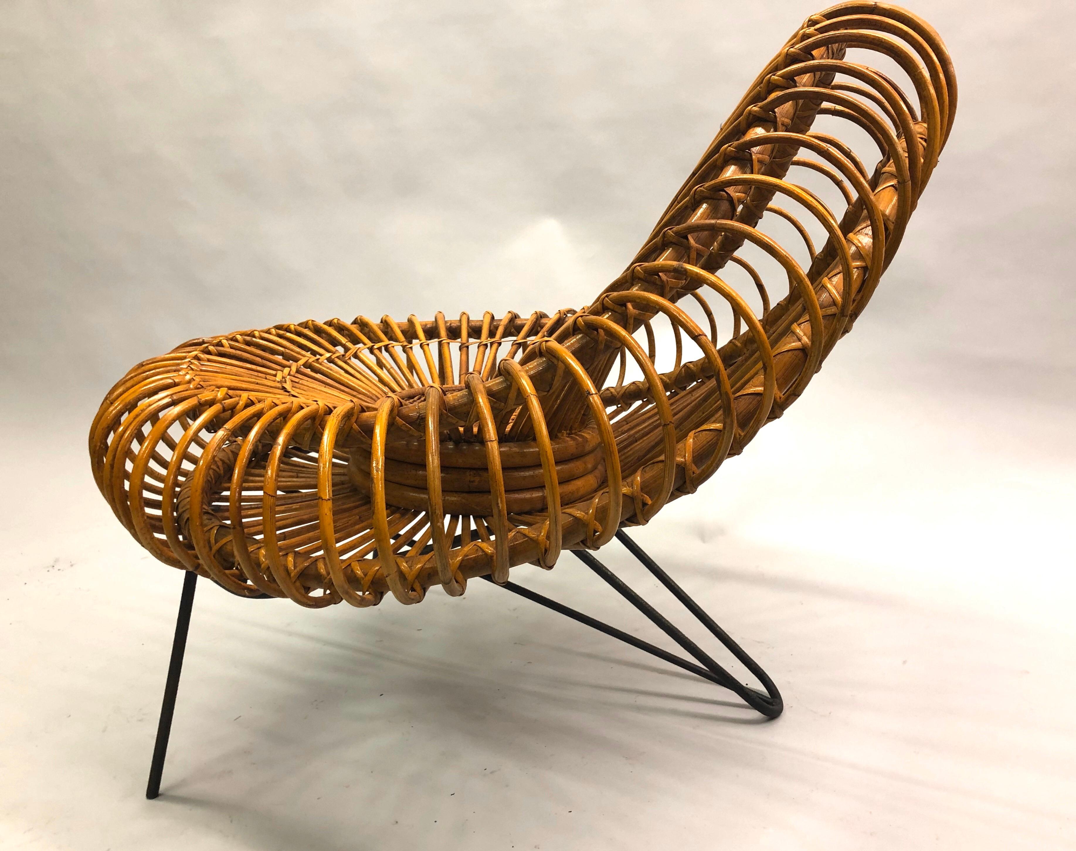 Pair of French Mid-century Rattan Lounge Chairs by Janine Abraham & Dirk Jan Roi 6