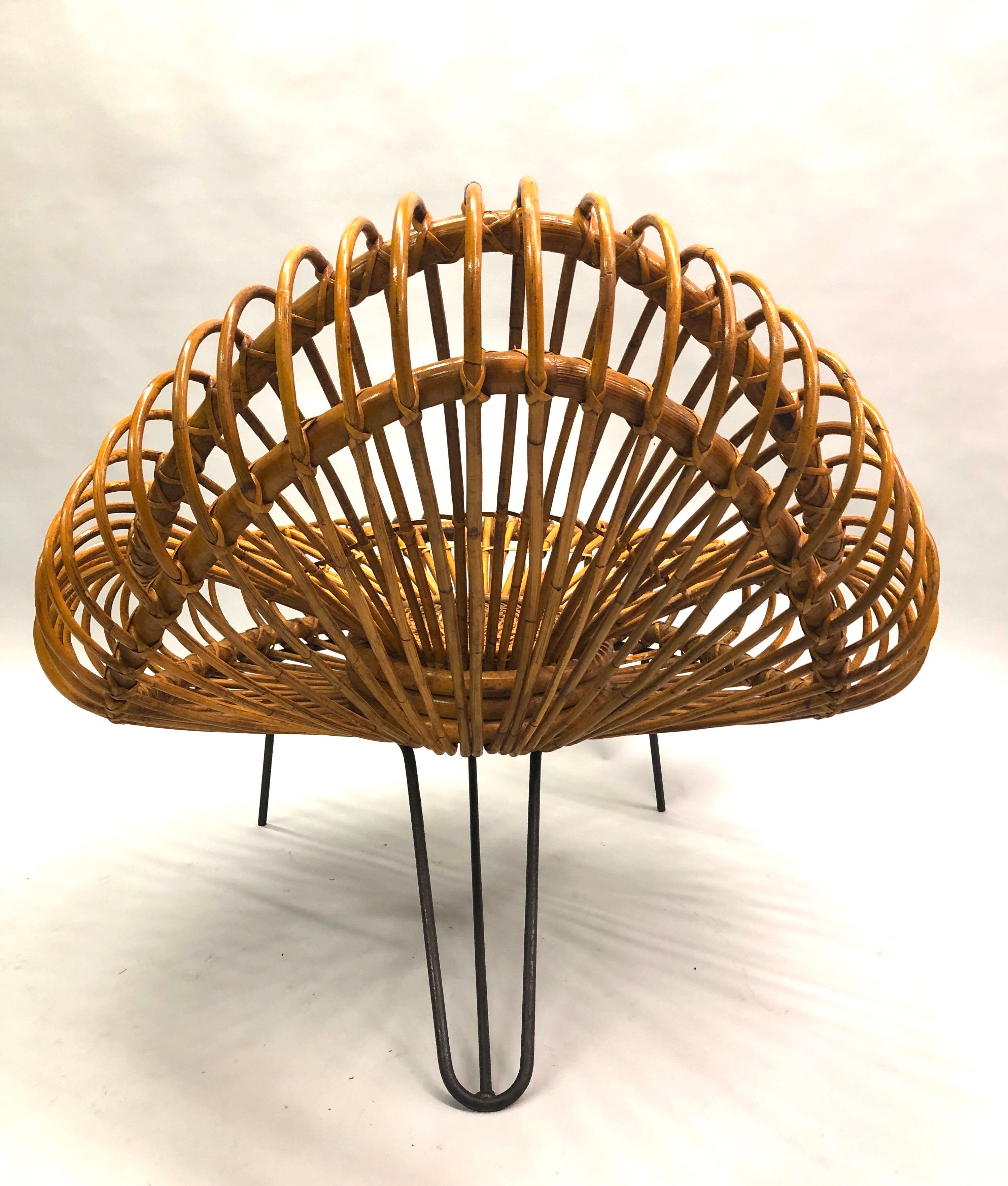 Pair of French Mid-century Rattan Lounge Chairs by Janine Abraham & Dirk Jan Roi 7