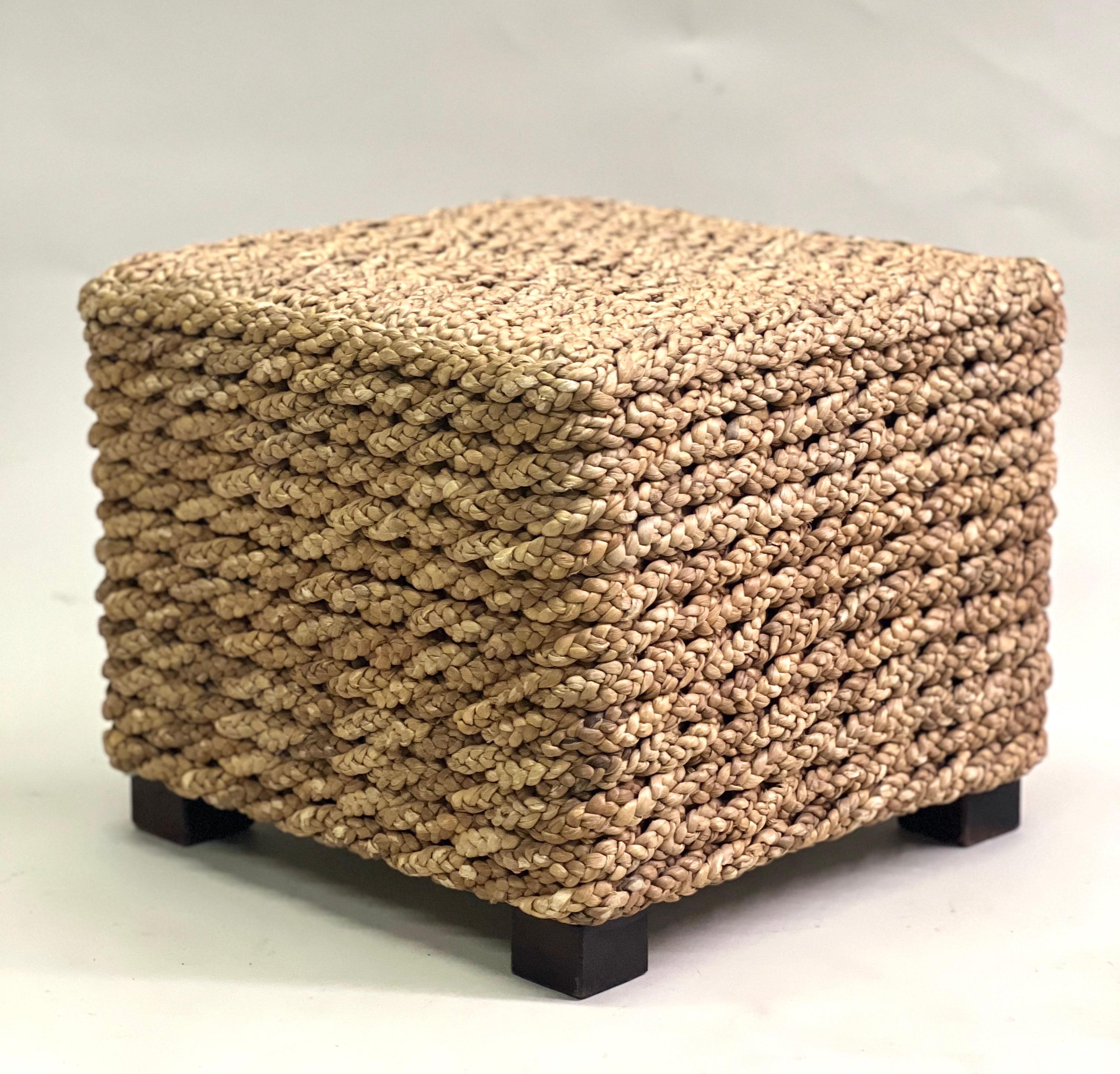 Hand-Crafted 1 French Mid-Century Rope Stool / Bench by Adrien Audoux & Frida Minet For Sale