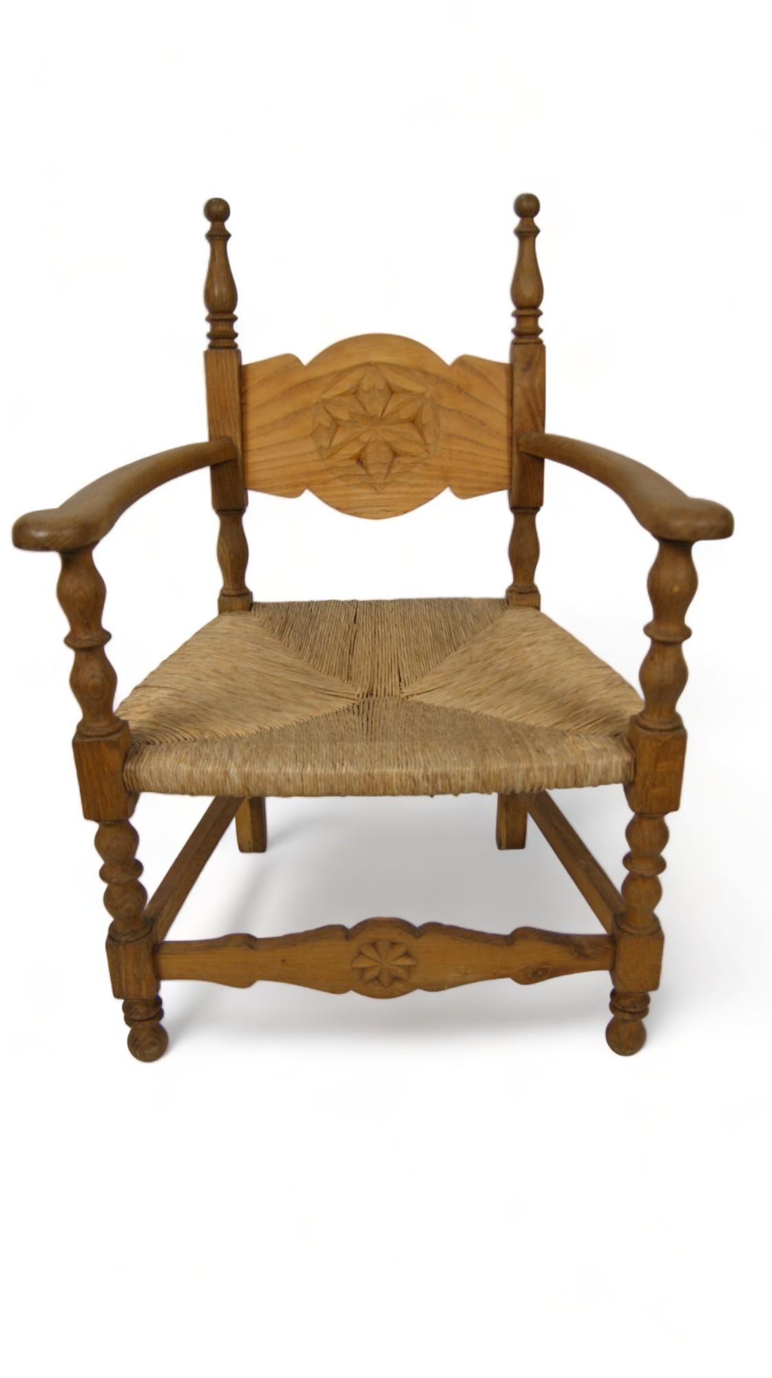 Paire de fauteuils français en jonc du milieu du siècle dernier, 1900 en vente 1
