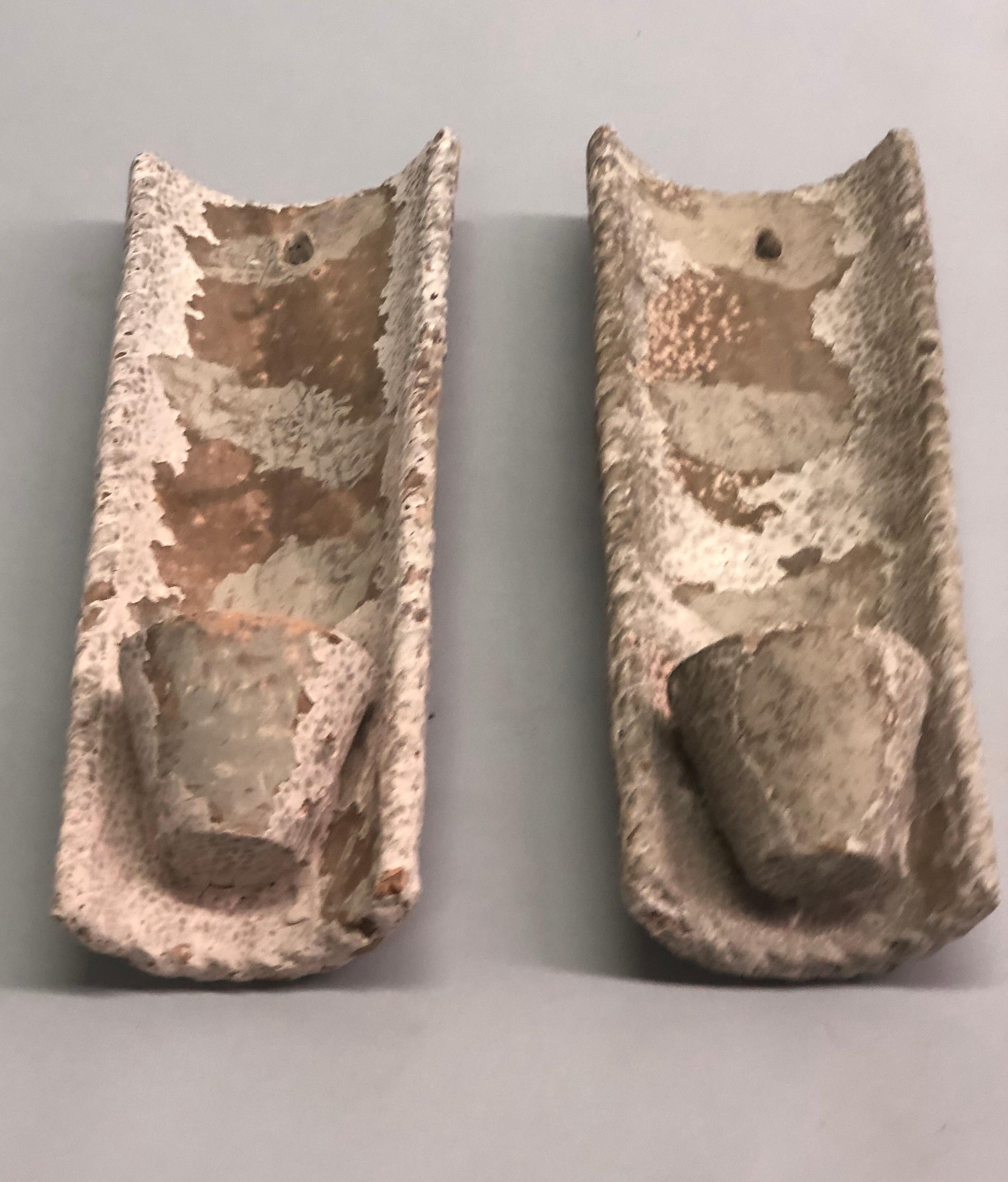 Pair of French Midcentury Rustic Terracotta Wall Sconces In Good Condition For Sale In New York, NY