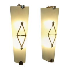 Pair of French Mid Century Sconces by Petitot, Used Wall Lights