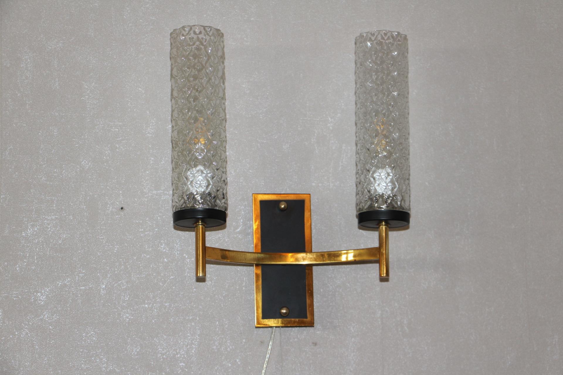 Pair of French Midcentury Sconces, Maison Arlus, Lunel Wall Lights For Sale 5