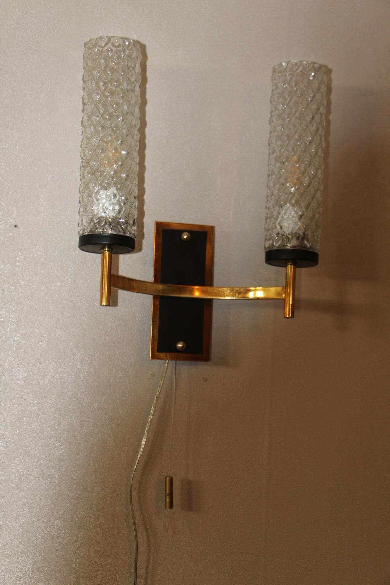 Pair of French Midcentury Sconces, Maison Arlus, Lunel Wall Lights For Sale 6
