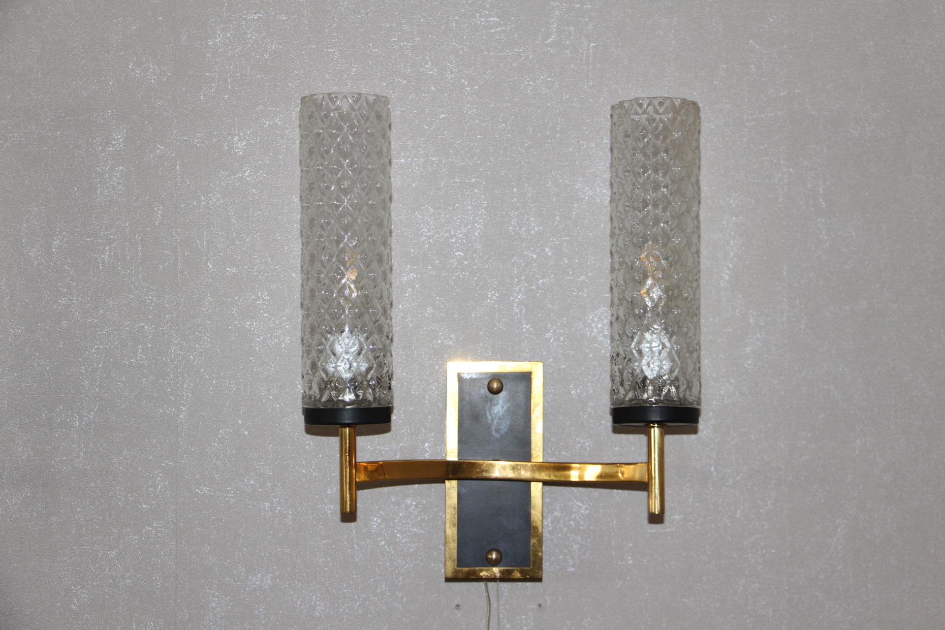 Pair of French Midcentury Sconces, Maison Arlus, Lunel Wall Lights For Sale 3