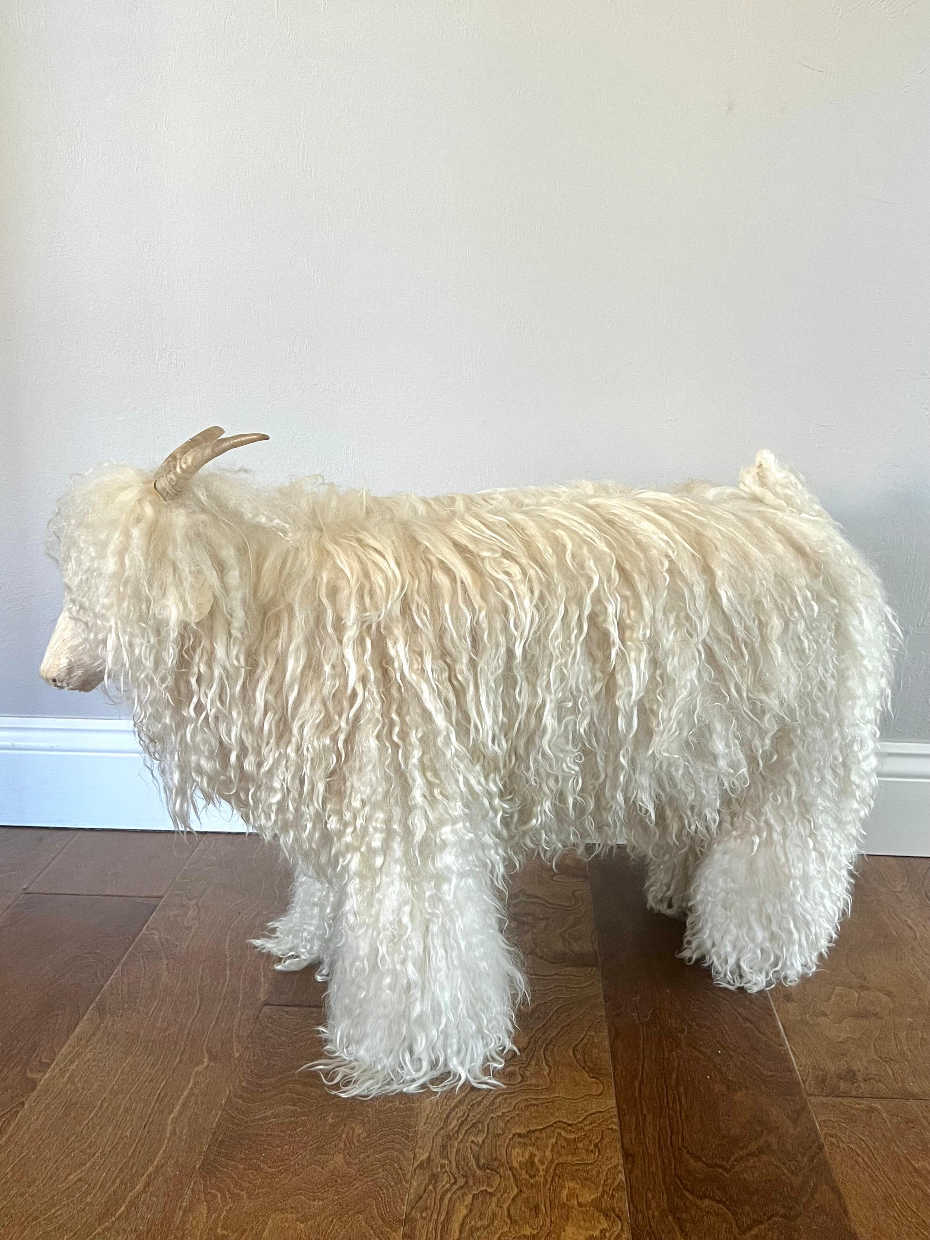 Sheepskin Pair of French Mid Century Sheep Sculptures in the Style of Peter Marino For Sale