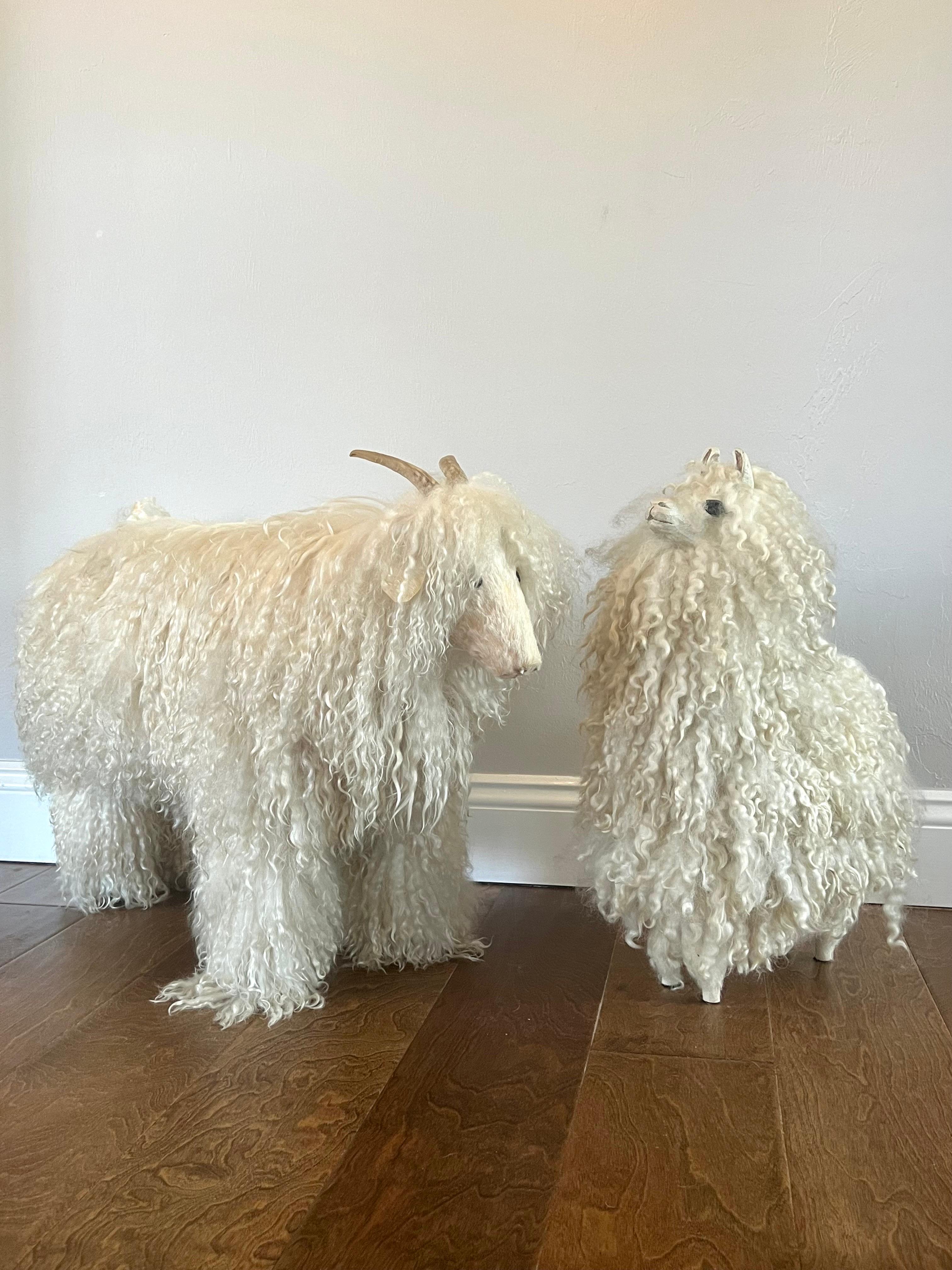Hand-Crafted Pair of French Mid Century Sheep Sculptures in the Style of Peter Marino For Sale