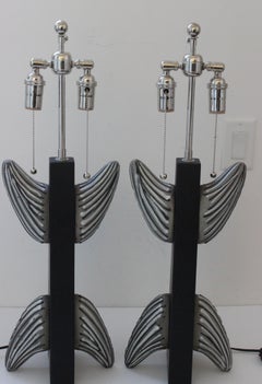 Paire de lampes de bureau françaises du milieu du siècle dernier
