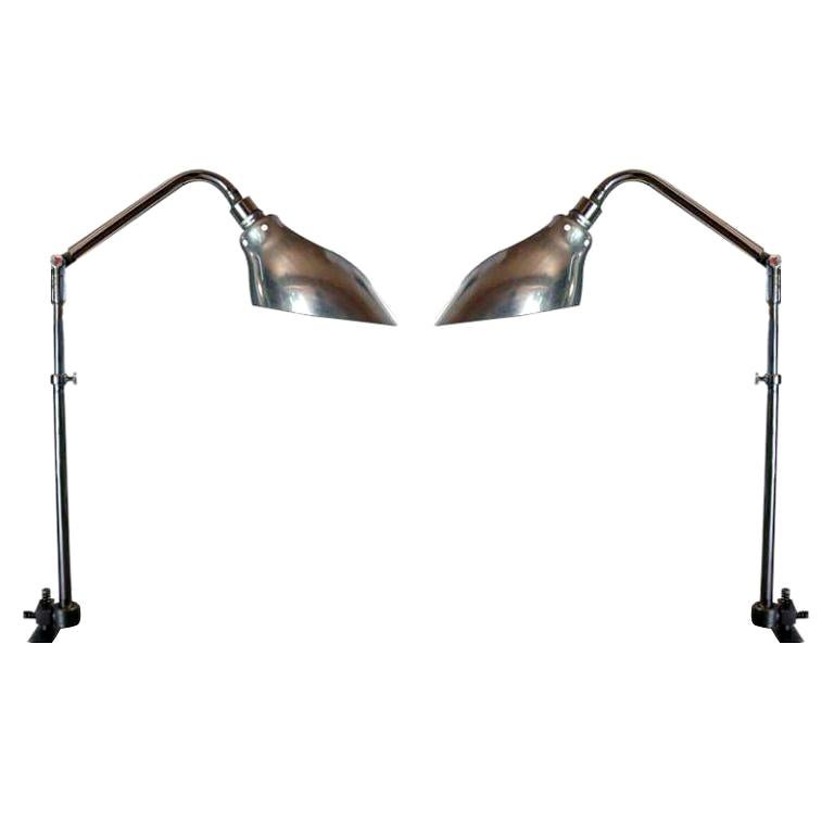 Pair of French Mid-Century Telescopic Architect's Drafting Lamps