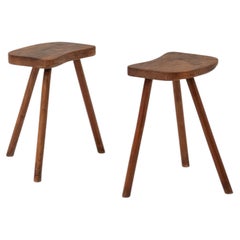 Pair of French Mid-Century Tripod Side Stools, 1950s