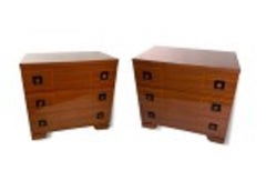 Pair of French Mid-Century Walnut Inlaid Chests