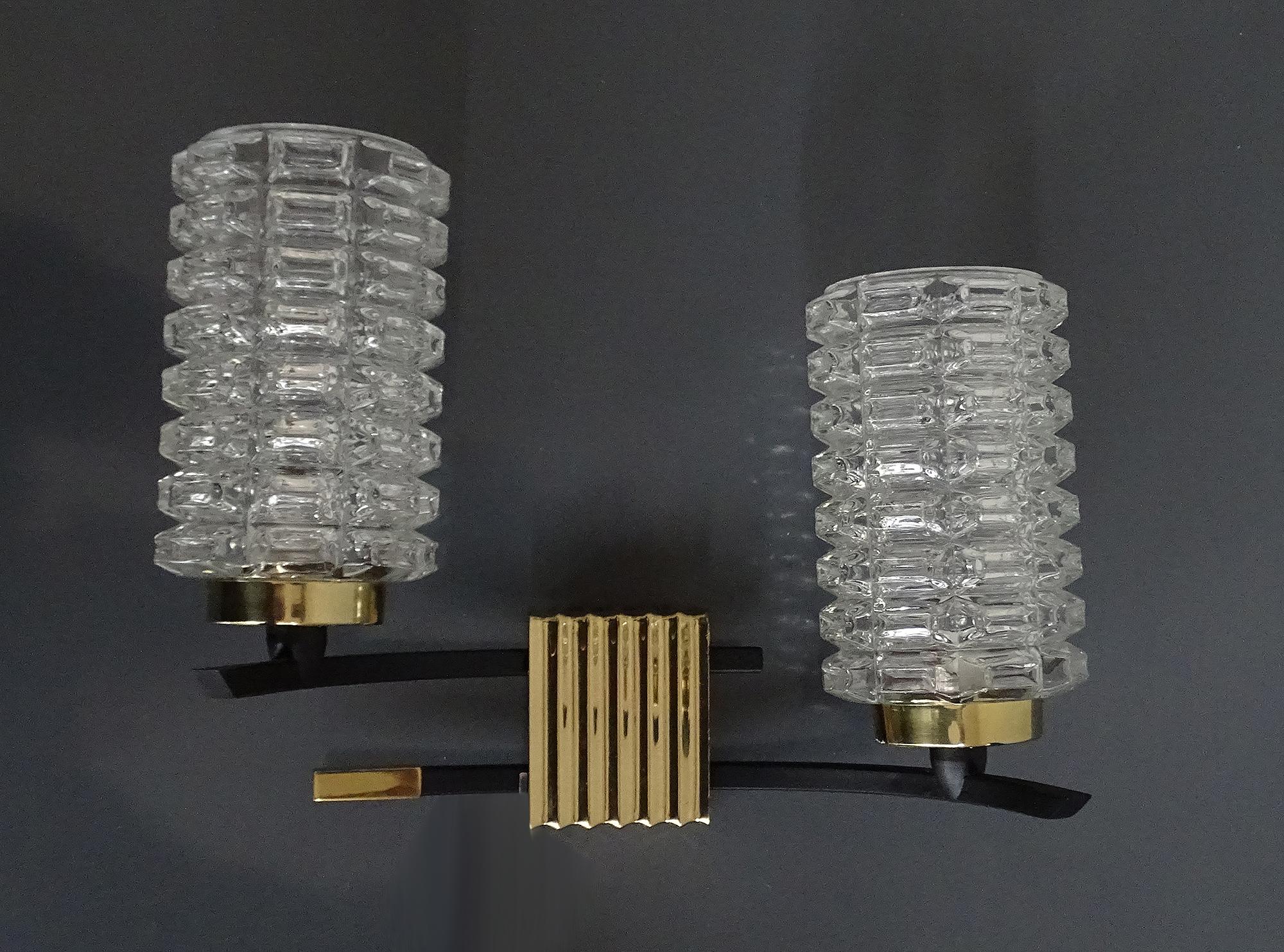 Mid-Century Modern Pair Stilnovo Style Sconces, Arlus France, 1960s  For Sale