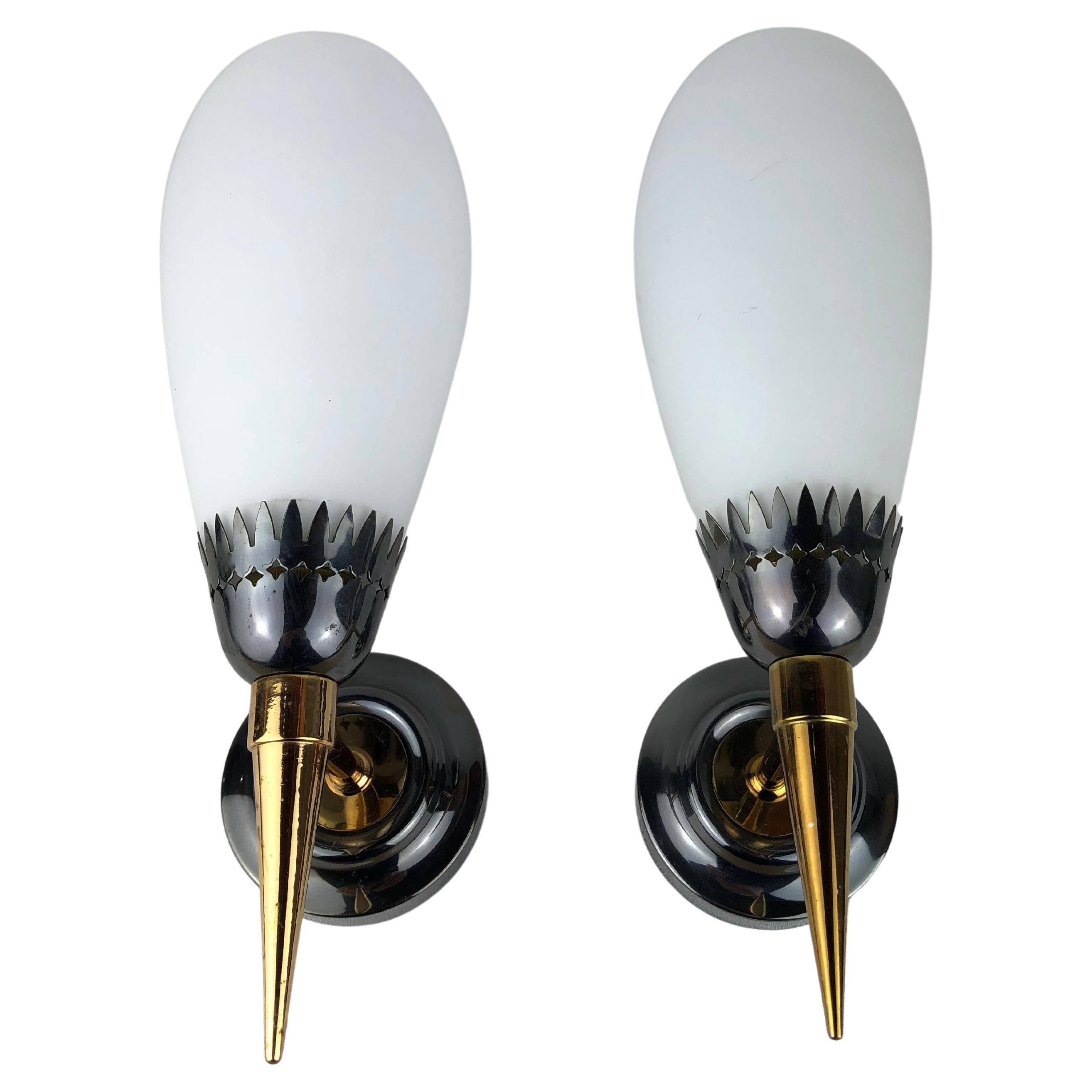 Pair of French Mid-Century Attributed to Maison Arlus Sconces