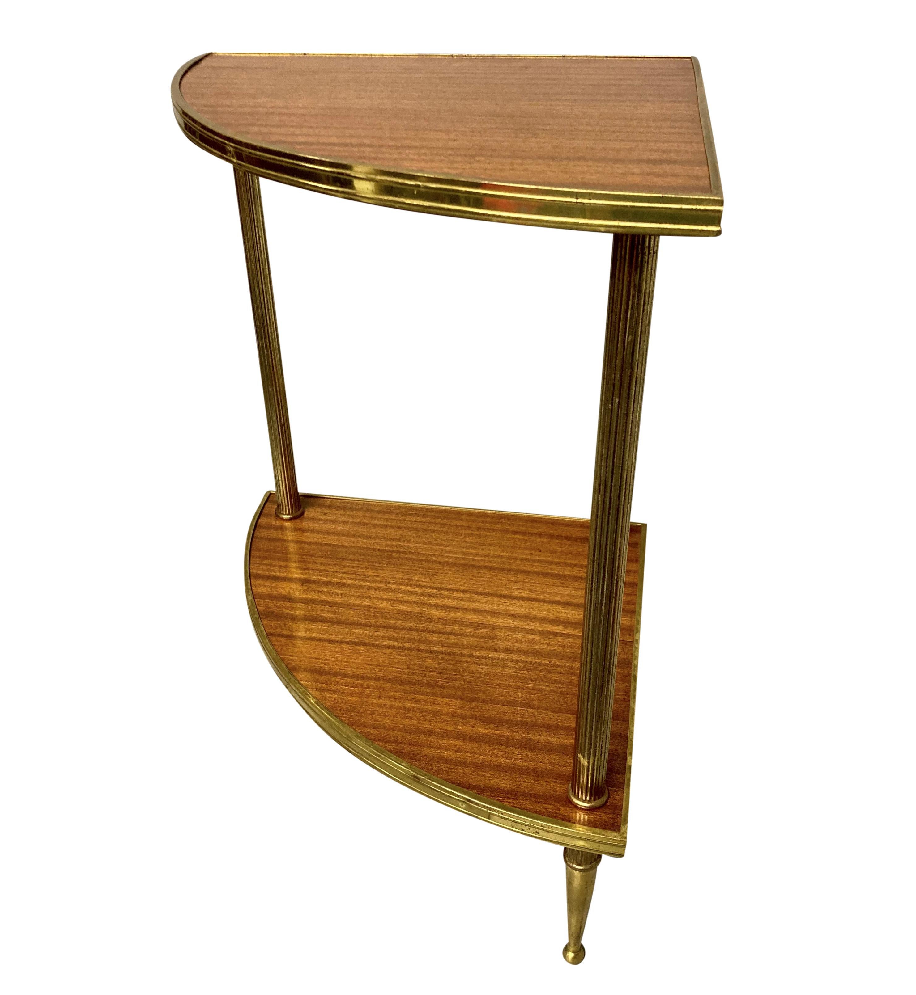 Brass Pair Of French Midcentury Etargere Side Tables For Sale