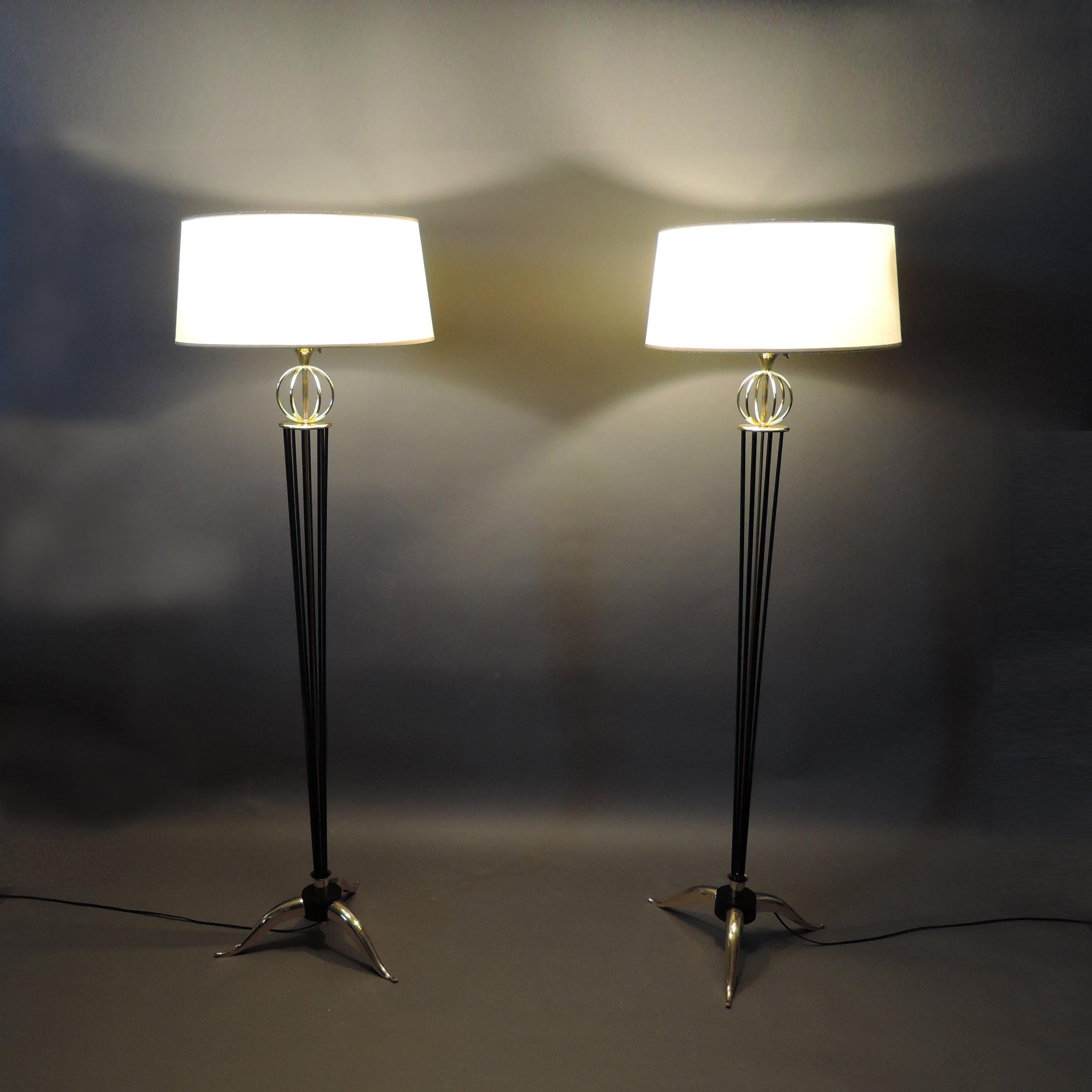 Pair of French Midcentury Floor Lamp by Arlus For Sale 6
