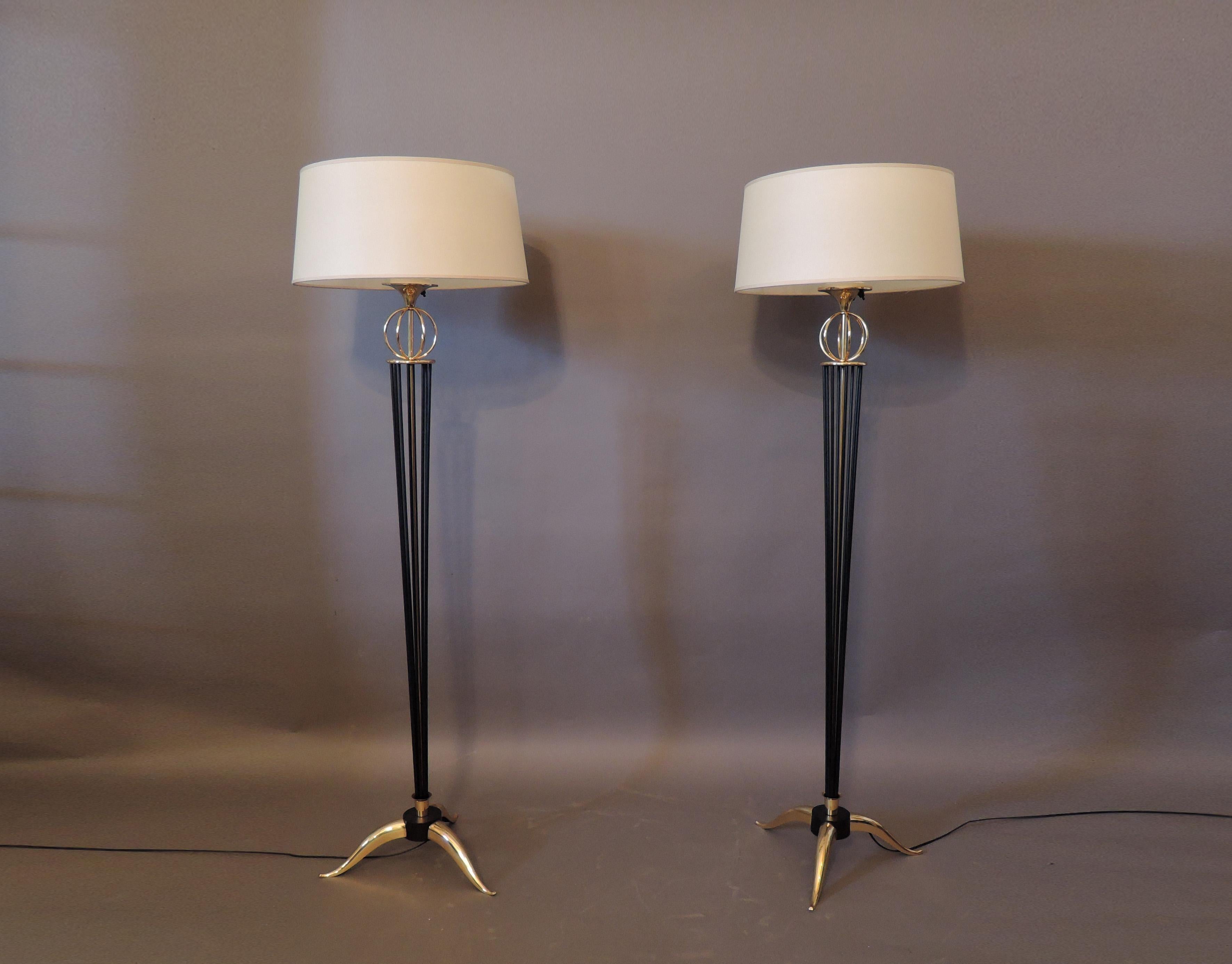 Pair of French Midcentury Floor Lamp by Arlus For Sale 7