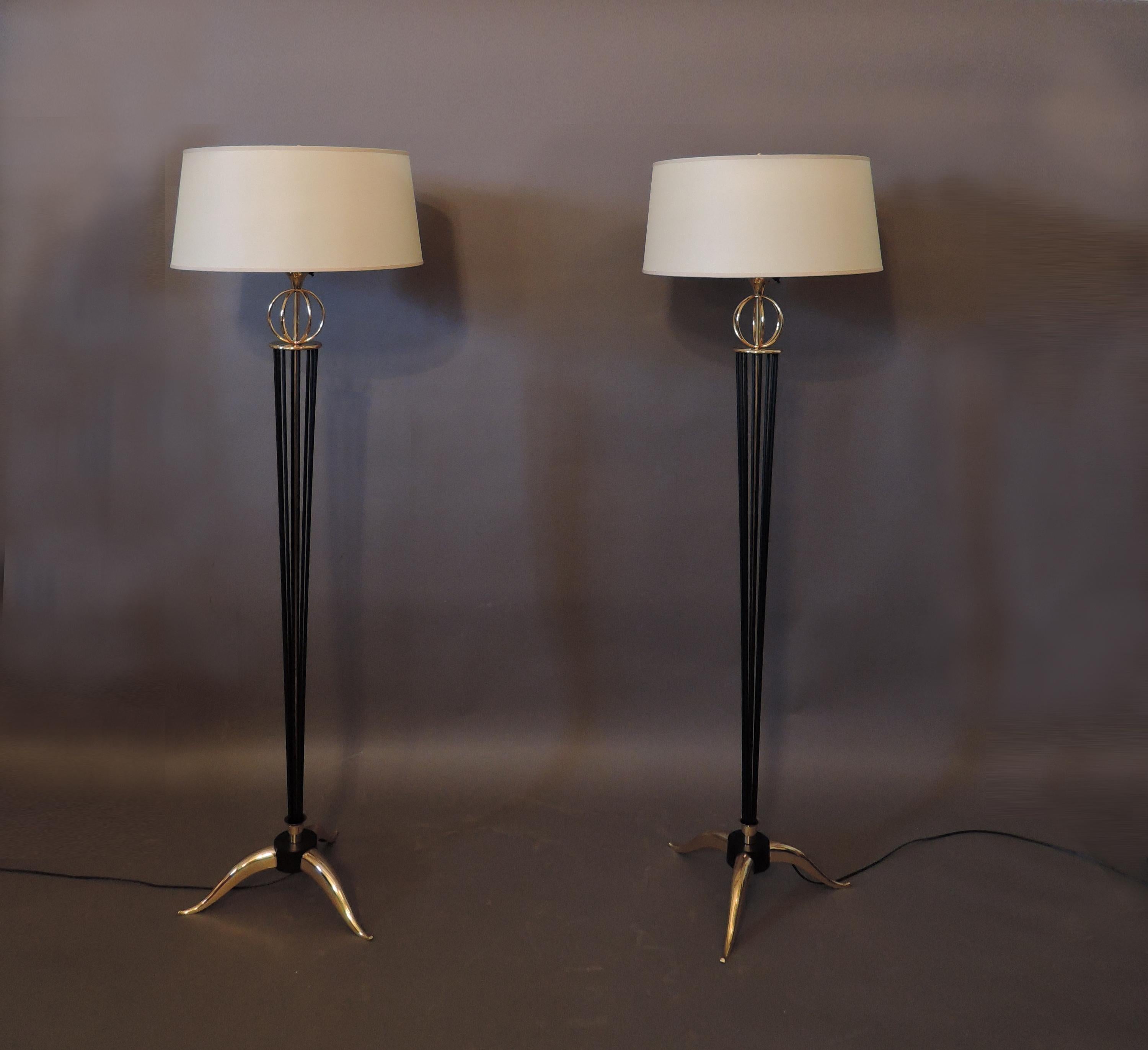 Mid-Century Modern Pair of French Midcentury Floor Lamp by Arlus For Sale