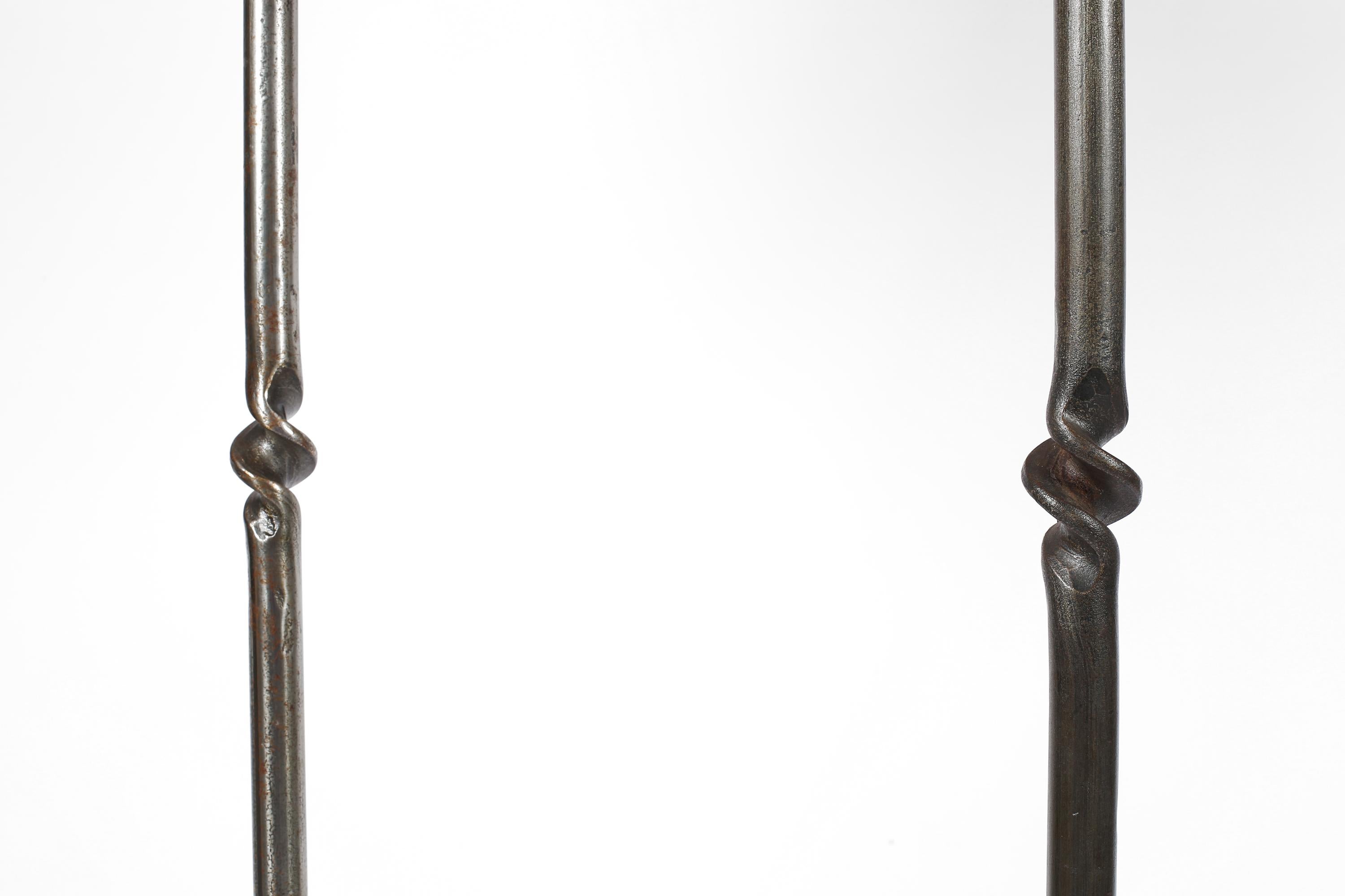 Pair of French Midcentury Forged Iron Torsade Floor Lamps For Sale 7