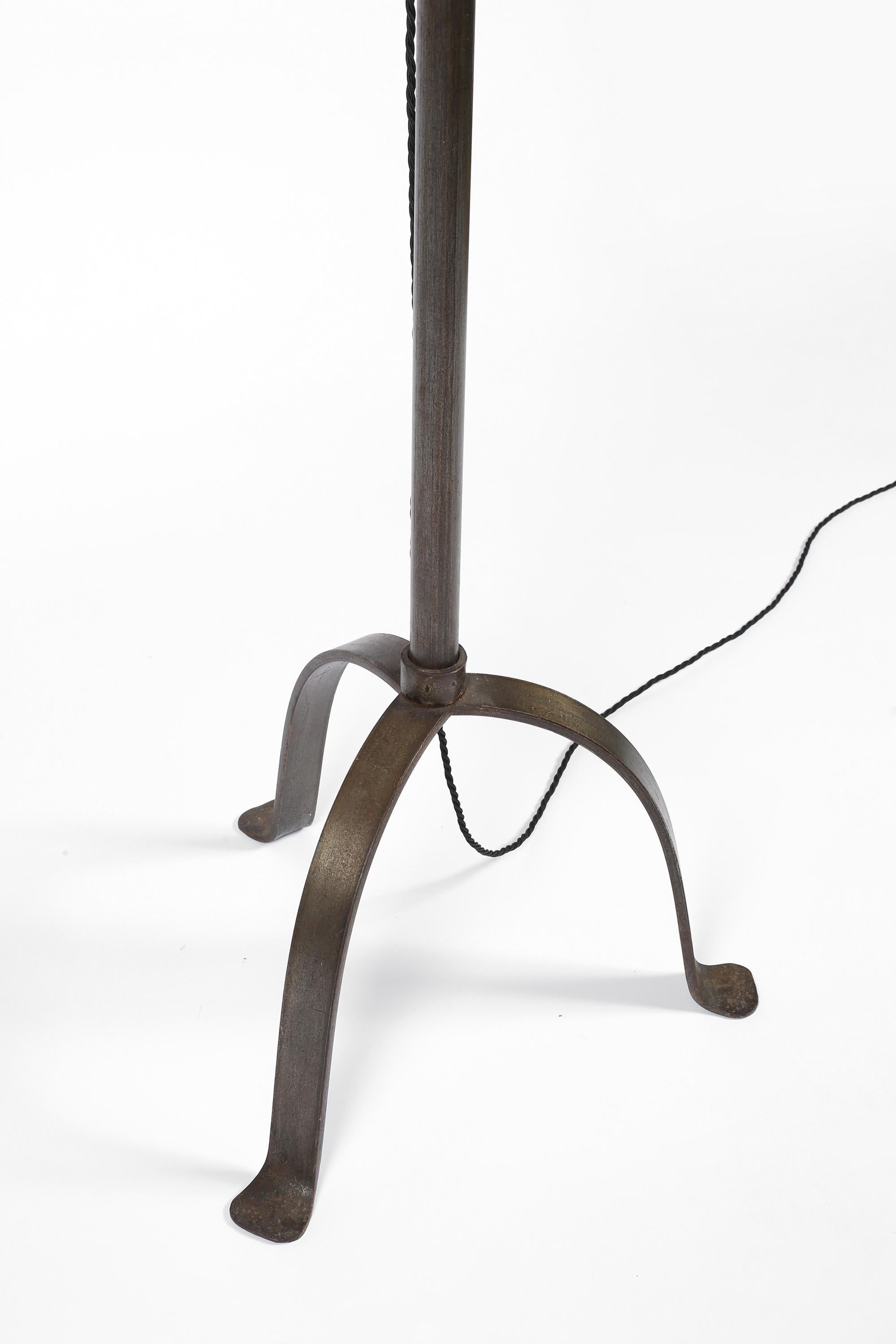 Pair of French Midcentury Forged Iron Torsade Floor Lamps For Sale 5