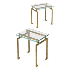 Pair of French Midcentury Gilt Iron Side Tables, Maison Ramsay