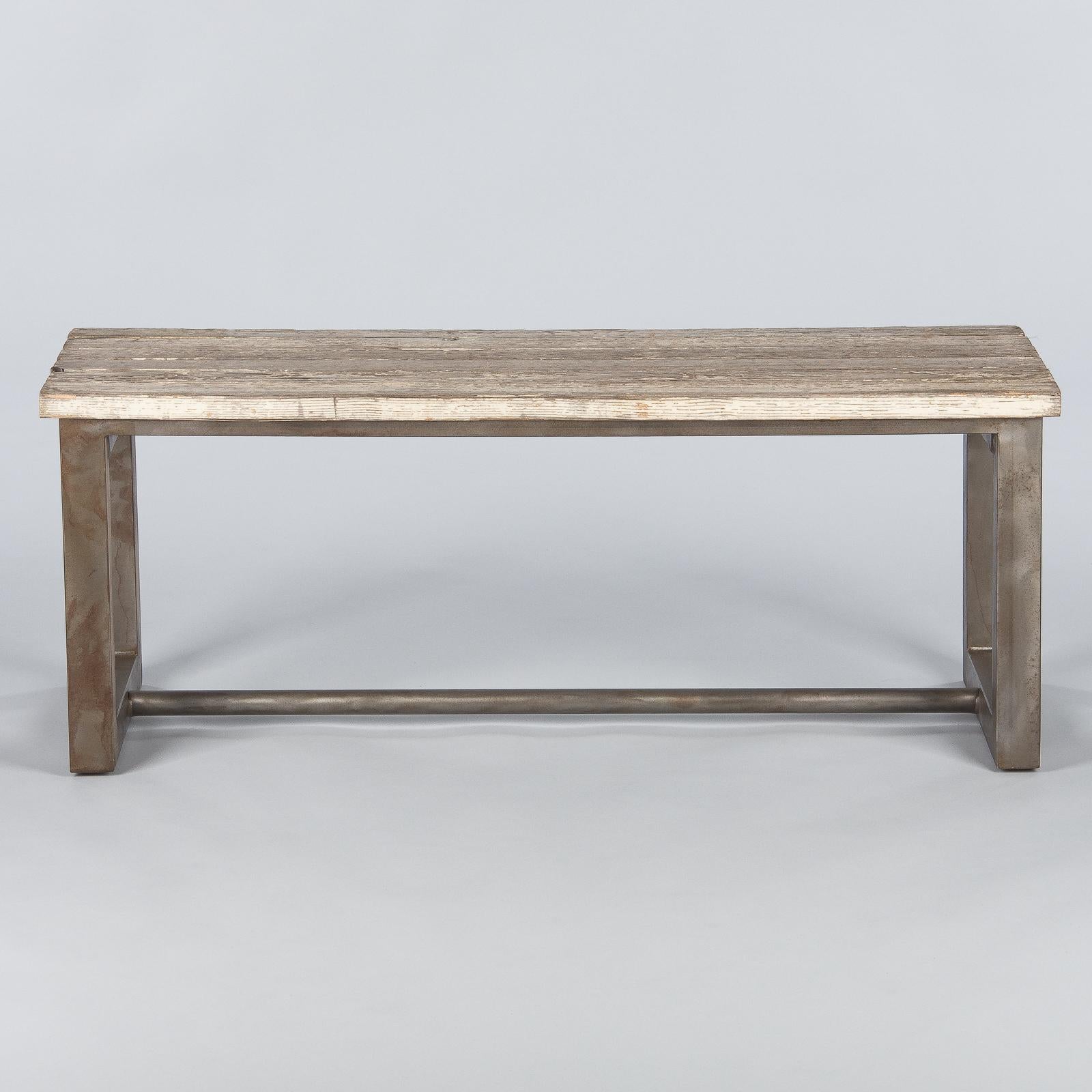 Steel Pair of French Midcentury Industrial Benches