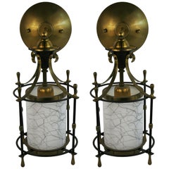 Pair of French Midcentury Lantern Sconces