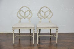 Pair of French Midcentury Louis XVI Style Carved Side Chairs with New Upholstery
