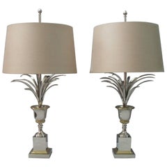 Vintage Pair of French Midcentury Maison Charles Vase Roseaux Table Lamps