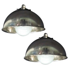 Pair of French Midcentury Marine Industrial Flush Mounts or Sconces