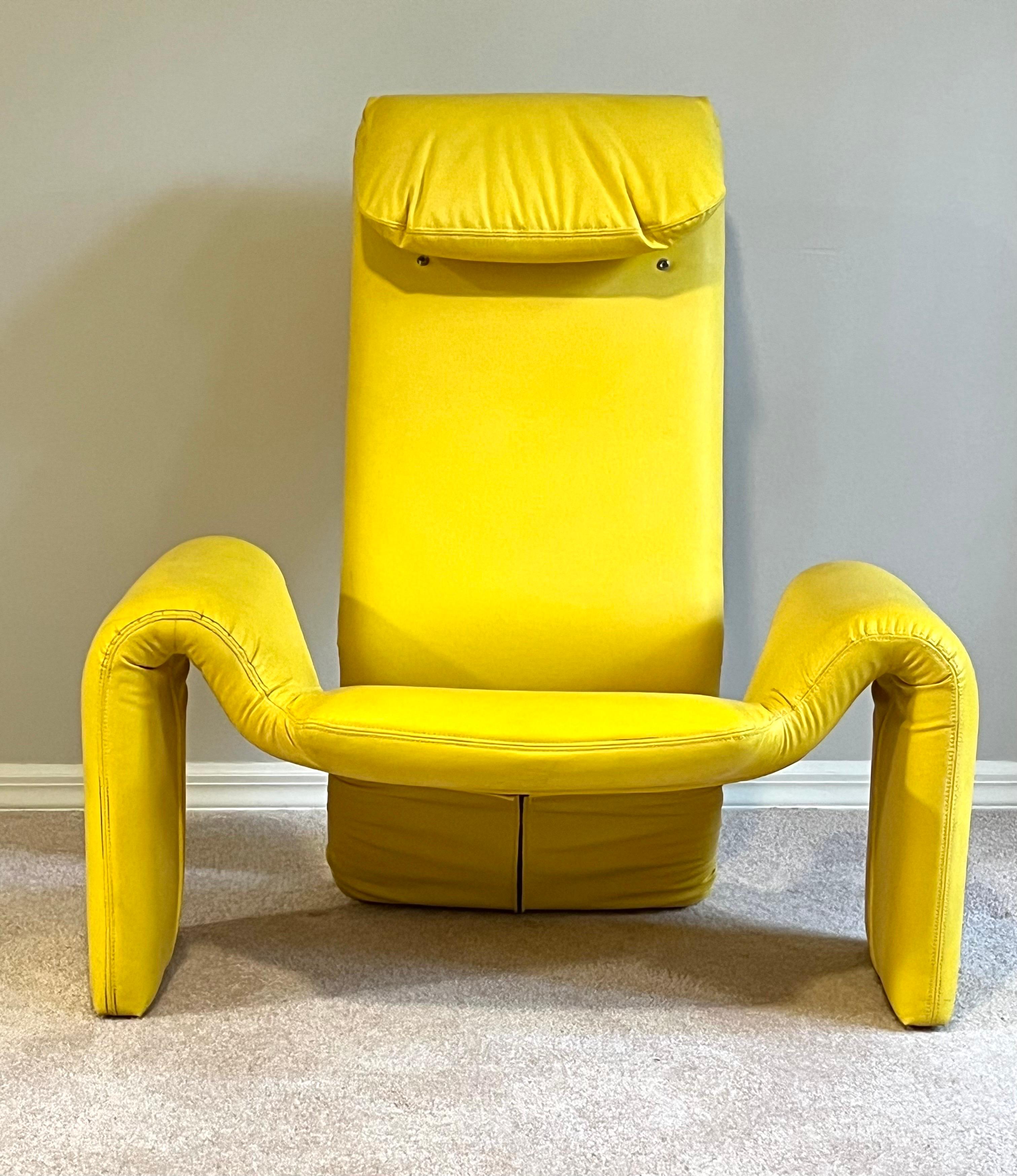 Paire de chaises longues et pouf en cuir organique moderne français, Pierre Paulin en vente 1