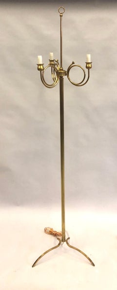 Pair of Mid-Century Modern Neoclassical Brass Floor Lamps by Maison Jansen