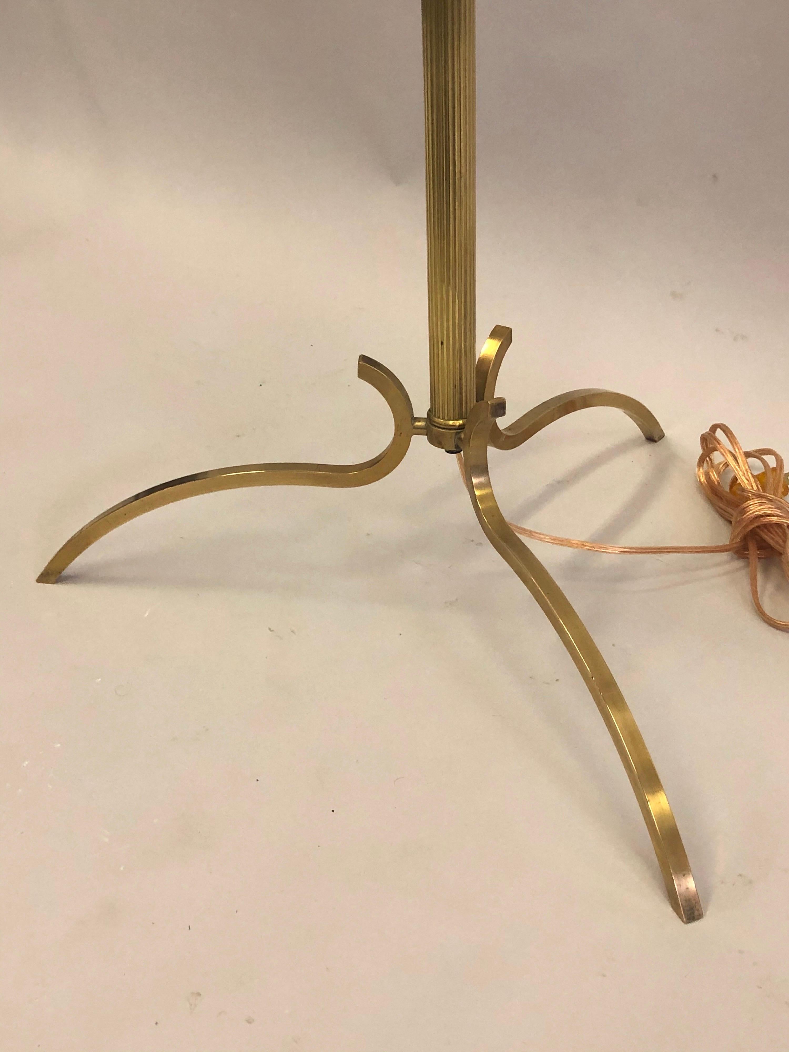 Pair of Mid-Century Modern Neoclassical Brass Floor Lamps by Maison Jansen For Sale 2