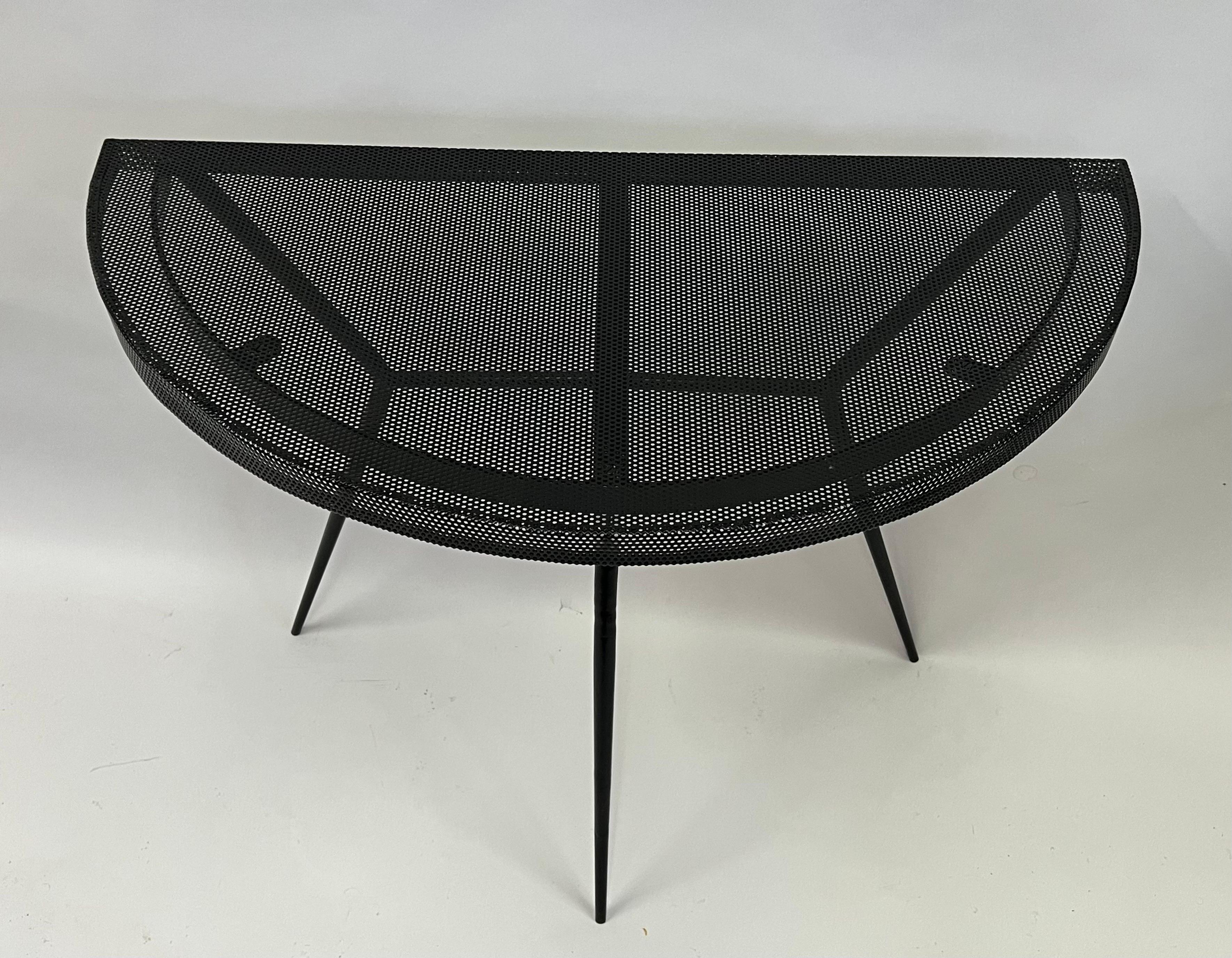 Pair of French Midcentury Modern Perforated Metal Consoles Attr. Mathieu Mategot For Sale 7
