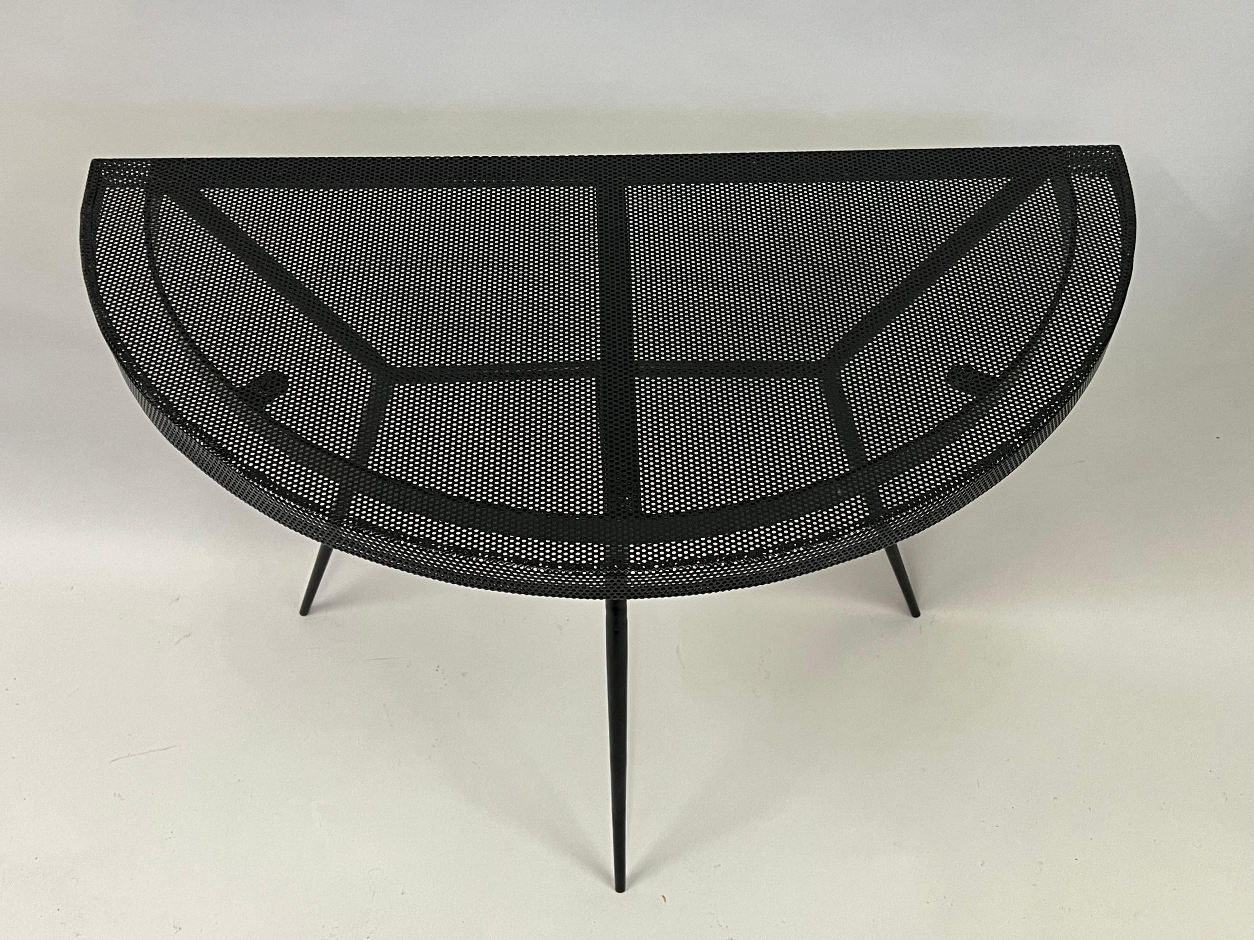 Pair of French Midcentury Modern Perforated Metal Consoles Attr. Mathieu Mategot For Sale 8