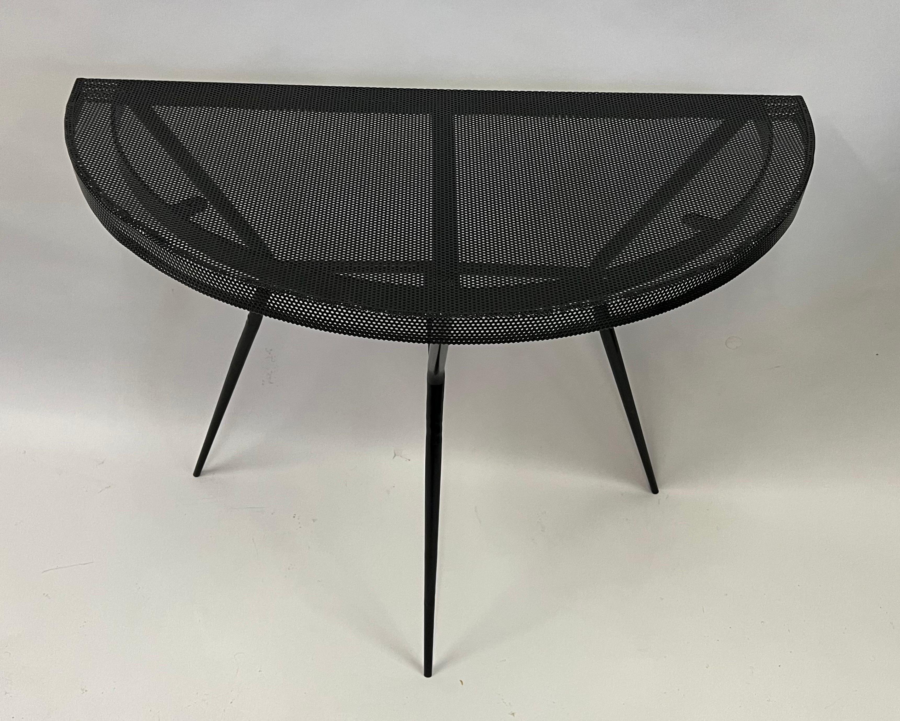 Pair of French Midcentury Modern Perforated Metal Consoles Attr. Mathieu Mategot For Sale 2