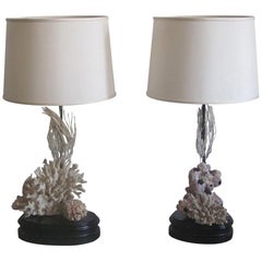 Pair of French Midcentury Natural Sea Coral Table Lamps, Jean Charles Moreux