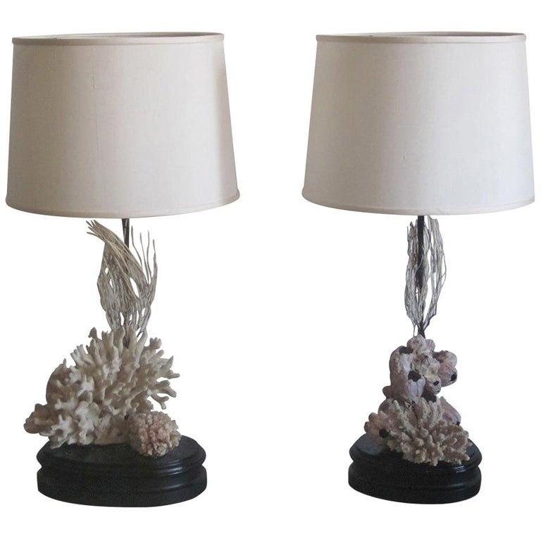 Pair of French Midcentury Natural Sea Coral Table Lamps, Jean Charles