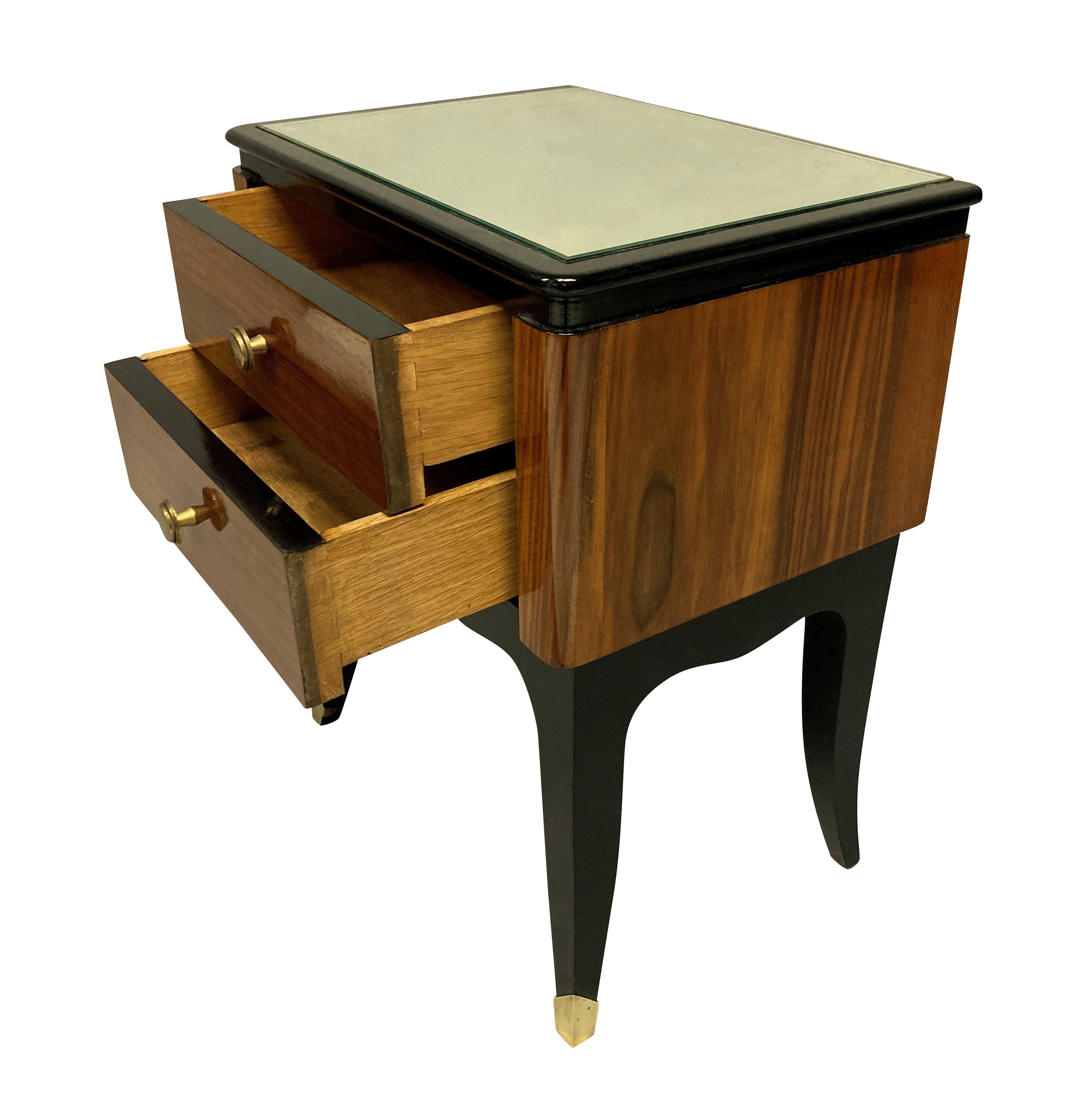Ebonized Pair of French Midcentury Night Stands