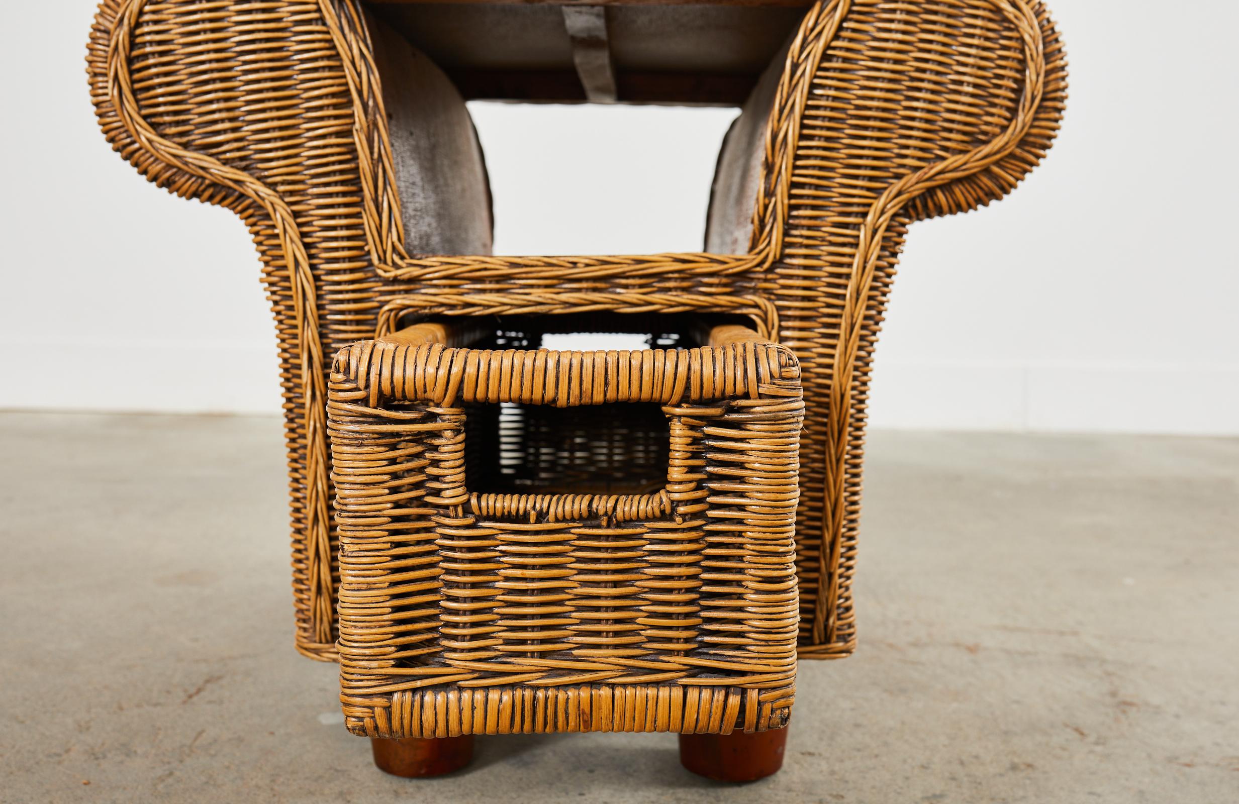 Pair of French Mid-Century Organic Modern Wicker Nightstands 7