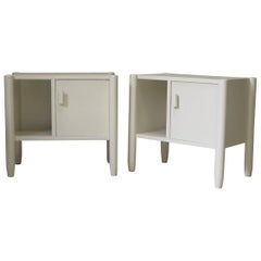 Pair of French Midcentury Painted Oak Nightstands