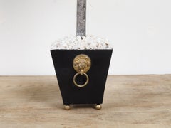 Pair of French Midcentury Palm Tree Sculptures in Black Tapering Pots