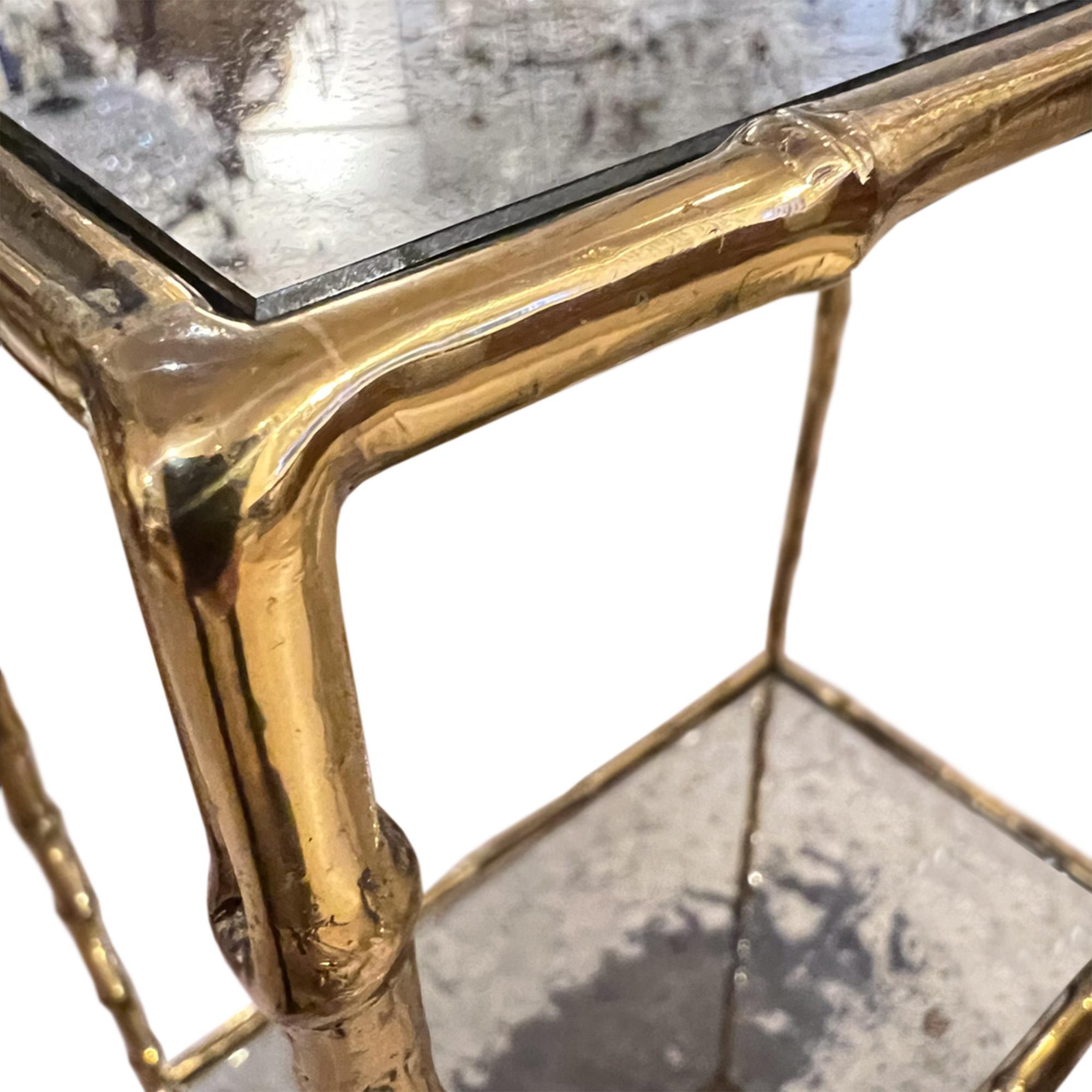 Pair of French Midcentury Side Tables With Eglomise Glass In Good Condition For Sale In London, GB