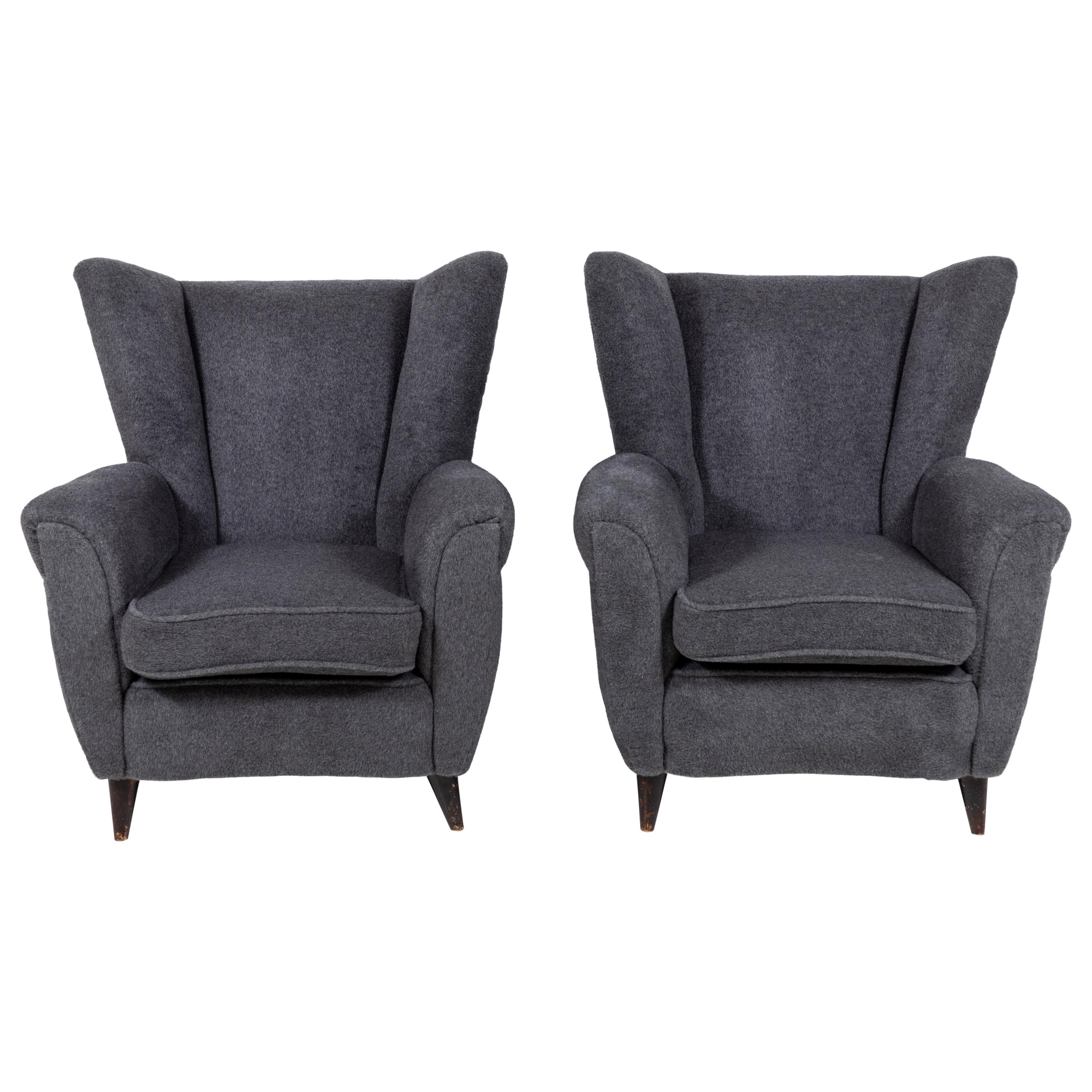 Pair of French Midcentury Wingback Chairs